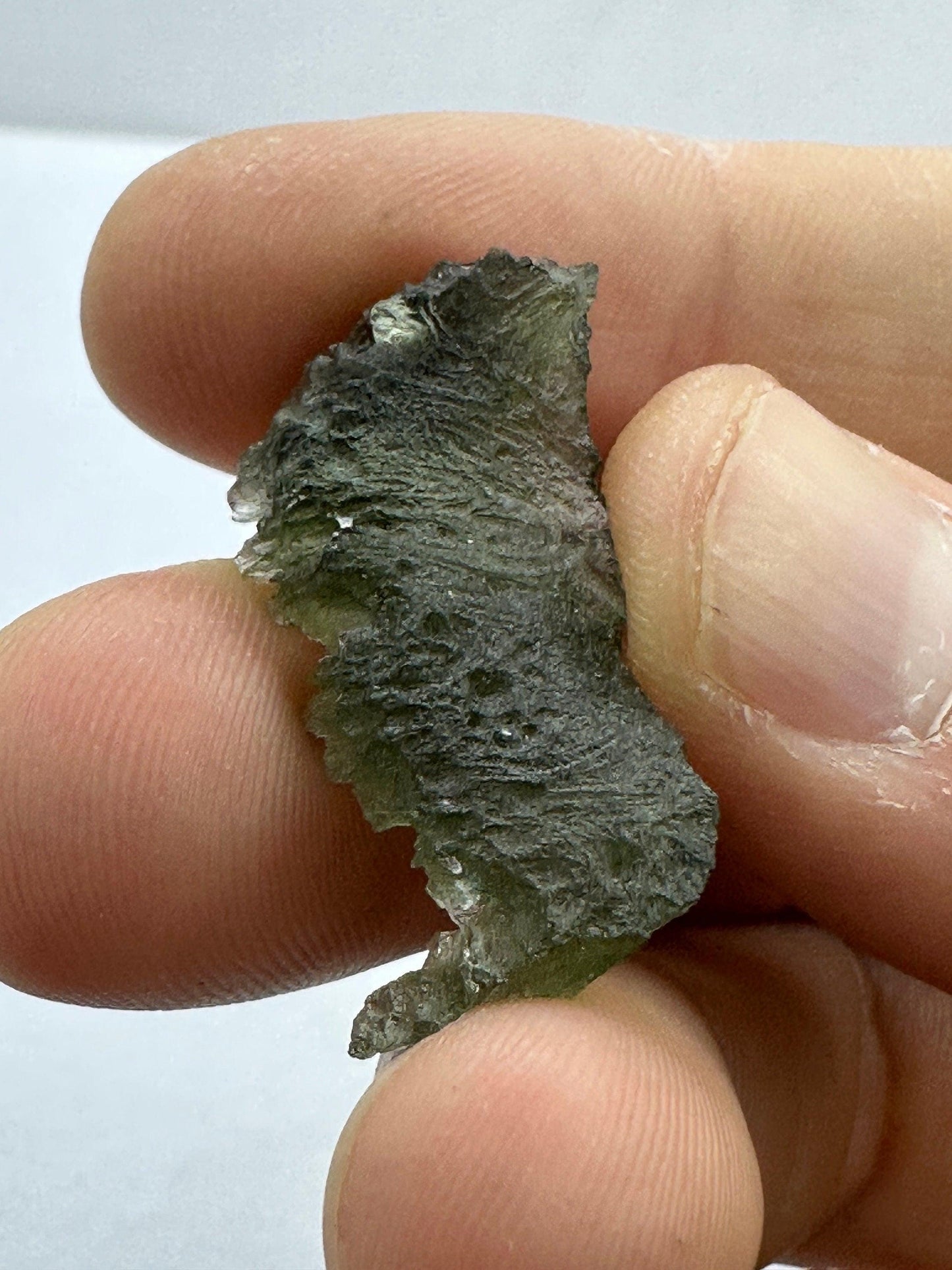 Moldavite Tektite Specimen, Forest Green Crystal (2.90 grams)