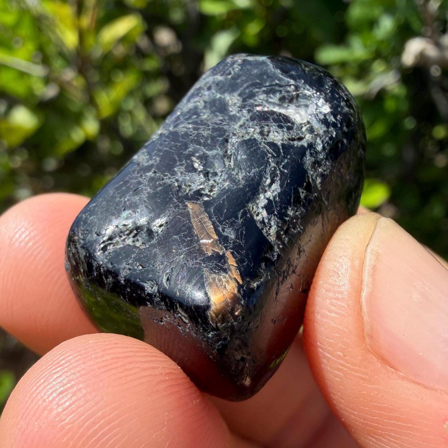Greenland Nuummite Stone: Reiki Grounding Gemstone, 21.71 grams