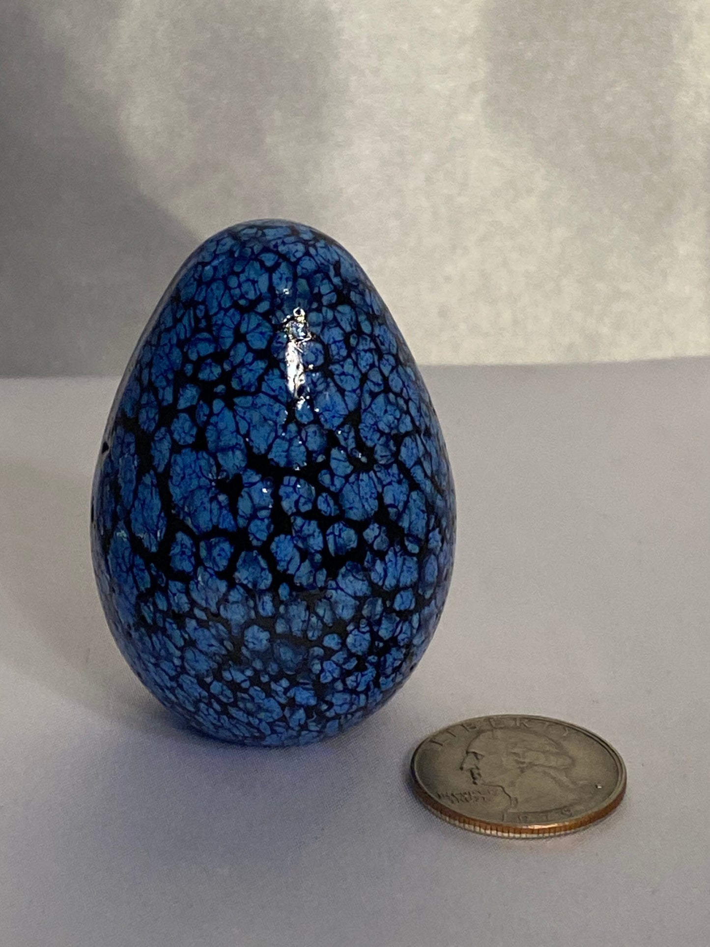 OBG (Ornamental Blown Glass) Blown Glass Egg Shaped Paperweight, The Perfect Gift, 1995, beautiful texture