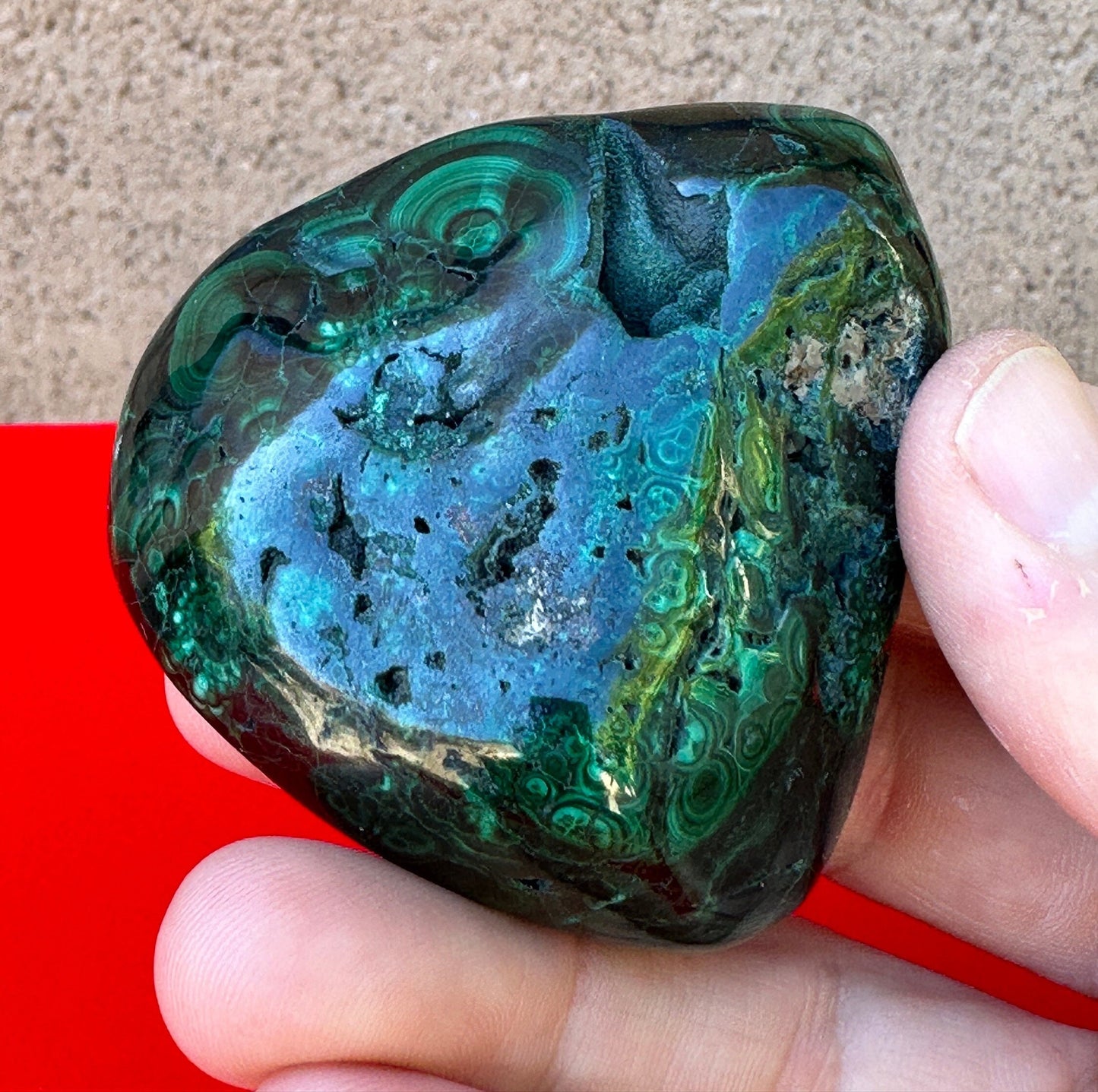 Polished Malachite Formation, Malachite Paperweight, Malachite Palmstone, Heart Chakra, Excellent Quality, Protection, 134 grams, 4.7 oz