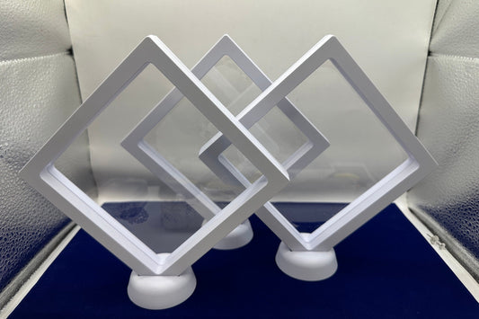 Lot of 3 White Extra Large Mineral 3D Display Case with stand, Meteorite Collection, Rock Collection, Display Case, Collection Display