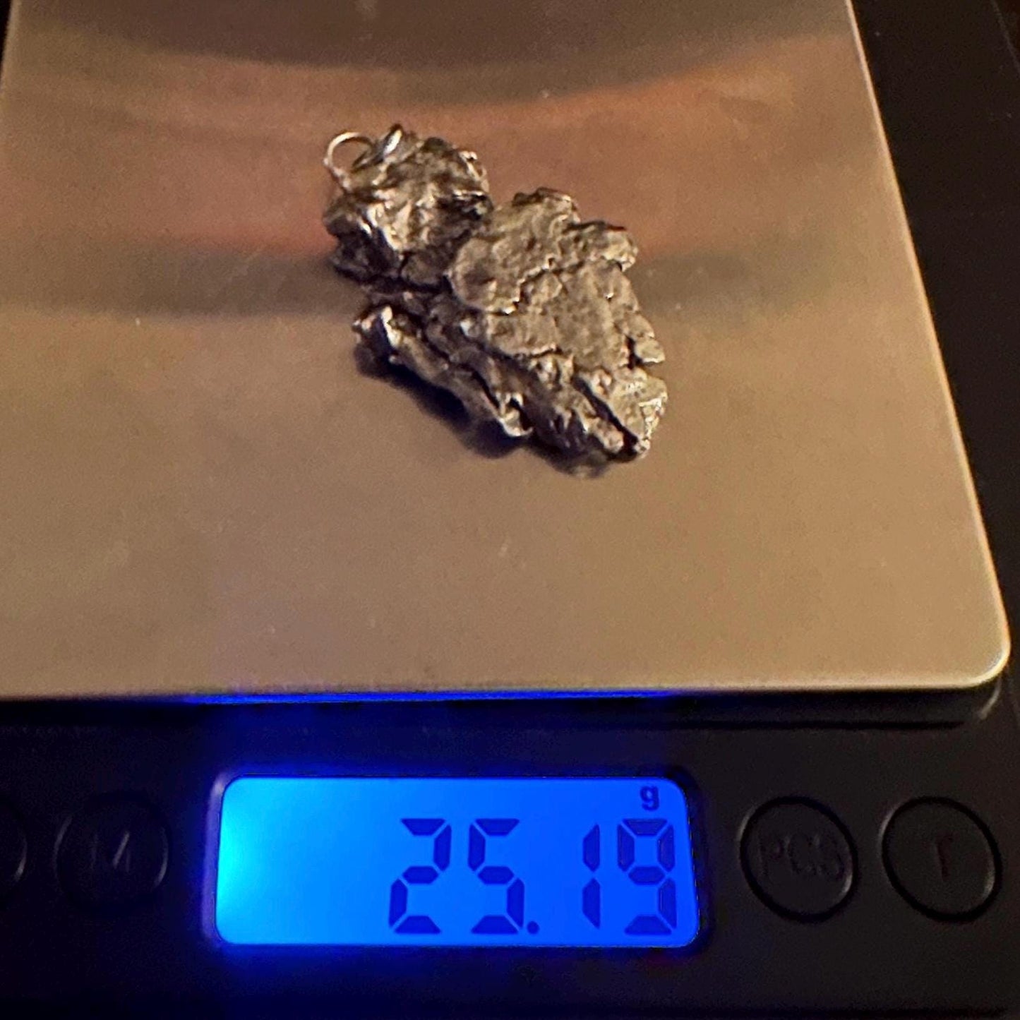 Unique and Rare Campo del Cielo Meteorite Pendant 25.19 grams, Astronomy Gift, Rare Moving Piece, Iron Meteorite, Space Gift, Space