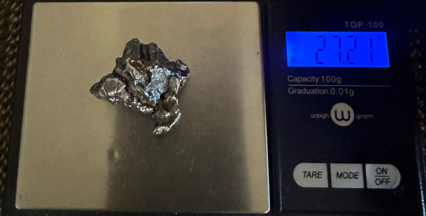 Meteorite Specimen Campo del Cielo 27.21 grams, comes with a display case and stand, Astronomy Gift, Space Gift, Reiki, Space