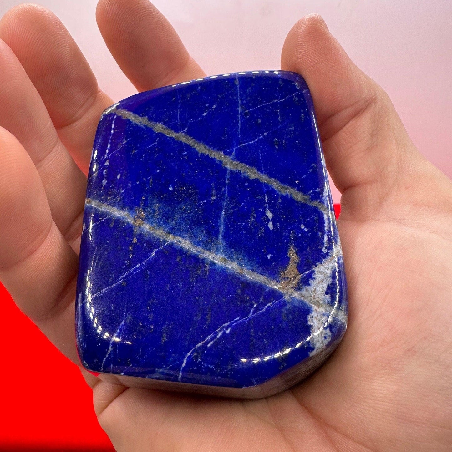 Beautiful High Quality Lapis Lazuli Stone Slab, Rock Collection, Home Decor, Office Decor, Reiki,Throat Chakra, Energy Work, 8.9 ounces