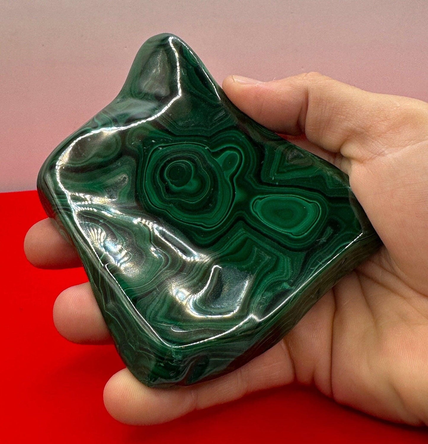 Polished Malachite Formation, Malachite Paperweight, Malachite Centerpiece, Heart Chakra, Excellent Quality, Protection, 418 grams, 14.7 oz