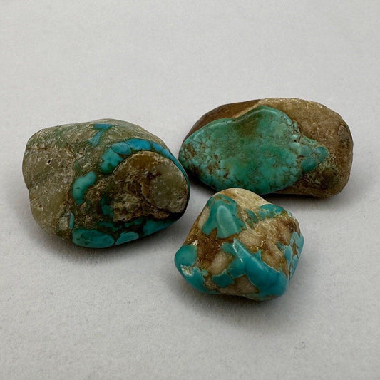 Beautiful Nevada #8 Turquoise Nuggets, Lot of Three, Number Eight, Turquoise, Nevada Turquoise, 12.25 grams|61.25 carats total weight