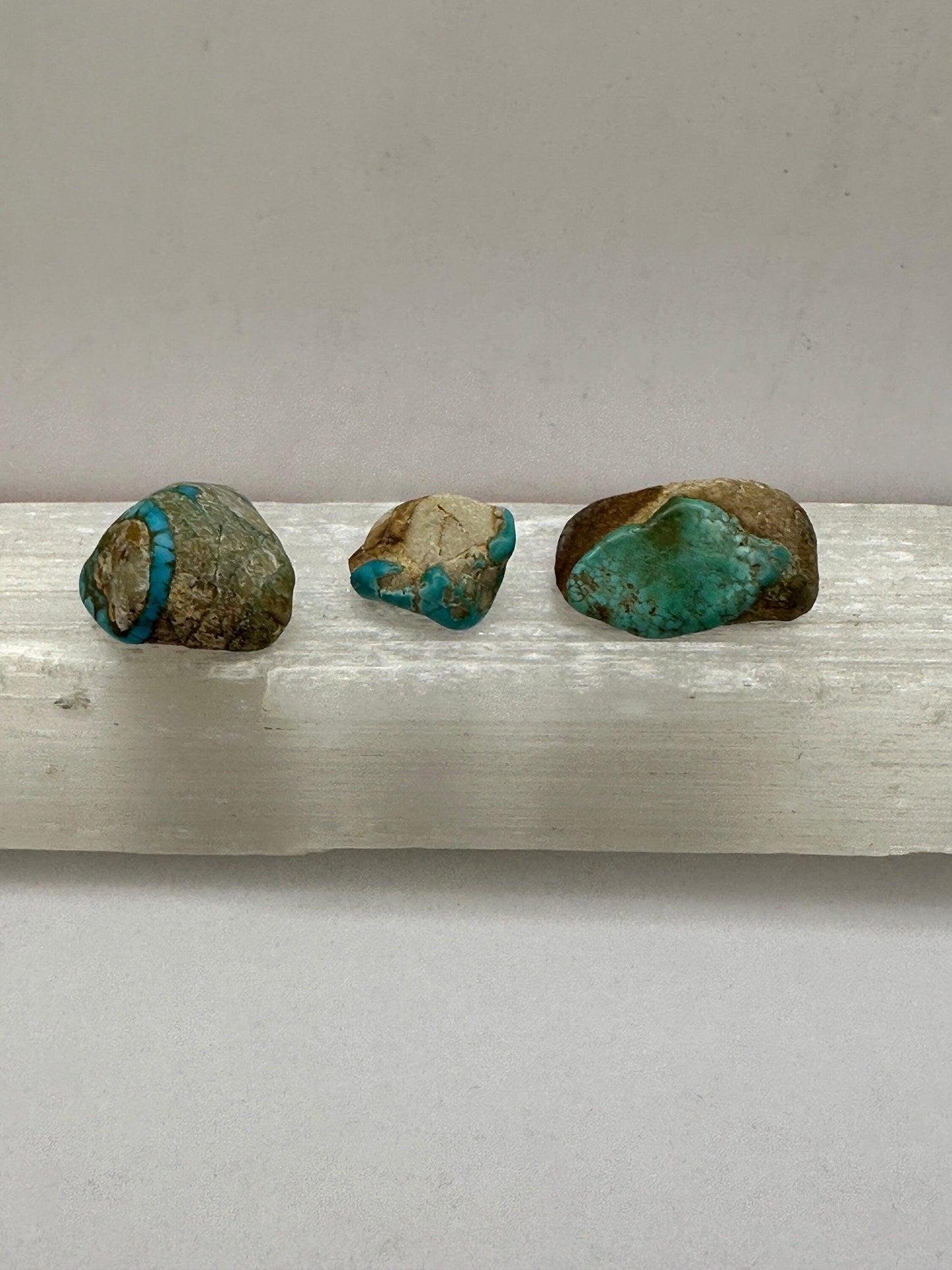 Beautiful Nevada #8 Turquoise Nuggets, Lot of Three, Number Eight, Turquoise, Nevada Turquoise, 12.25 grams|61.25 carats total weight