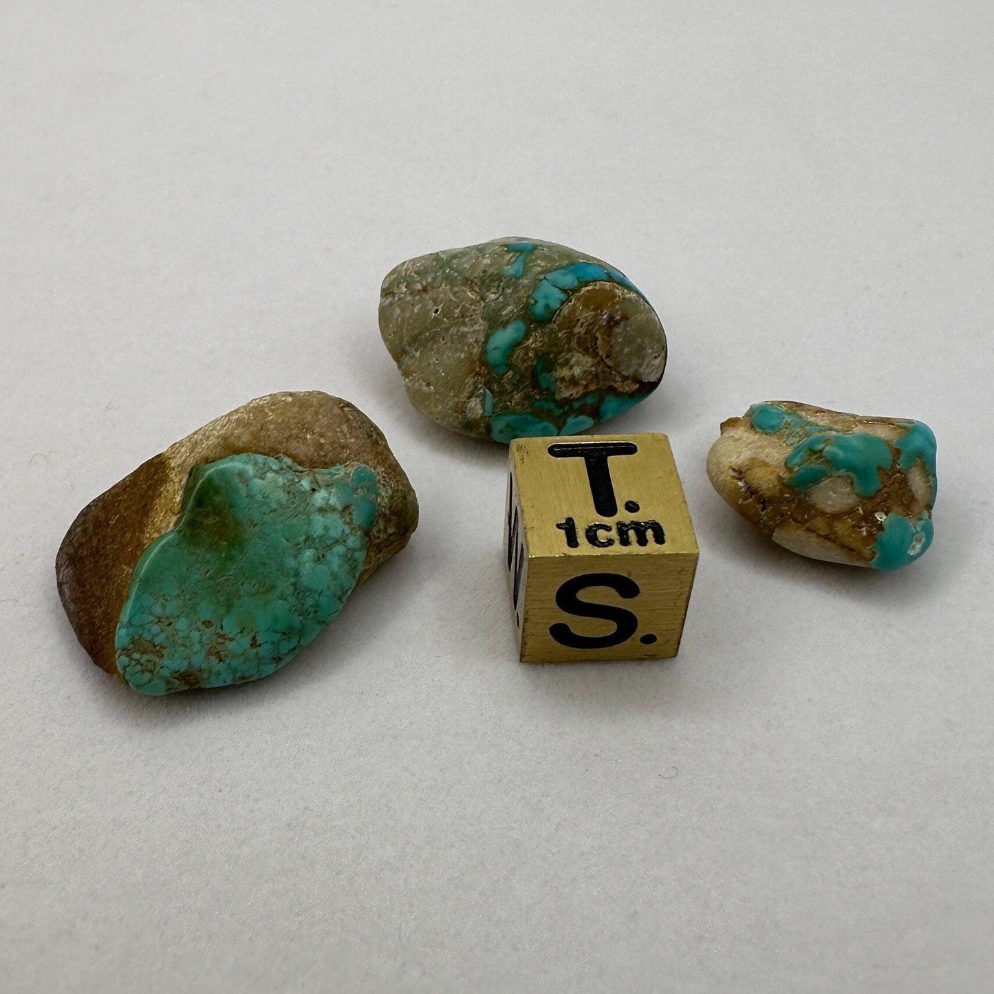 Beautiful Nevada #8 Turquoise Nuggets, Lot of Three, Number Eight, Turquoise, Nevada Turquoise, 12.25 grams|61.25 carats total weight