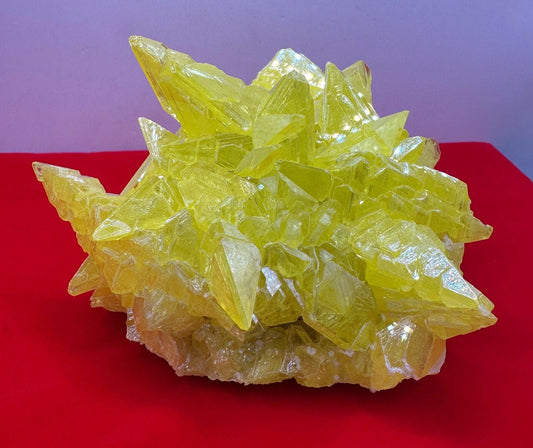 Beautiful Large Top Grade Sulfur Crystal, Sulfer Crystal Specimen, Yellow Crystal, Creativity, Spiked Sulfur Crystal, 15.1 ounces