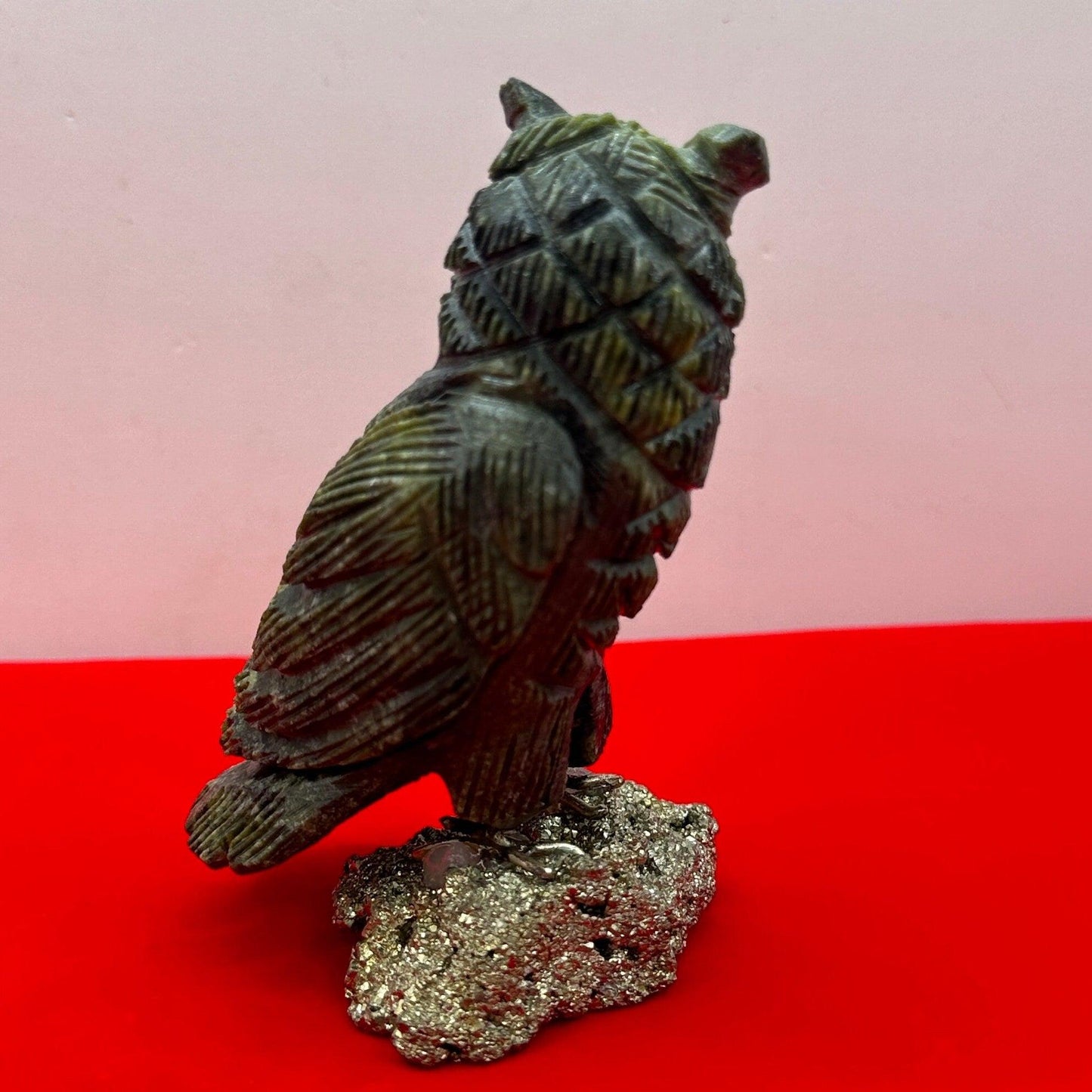 Soapstone Owl Figurines, Stone Fetish, Owl, Pyrite, Figurine, Office Decor, Owls, Balance, Grounding, 5.9 ounces