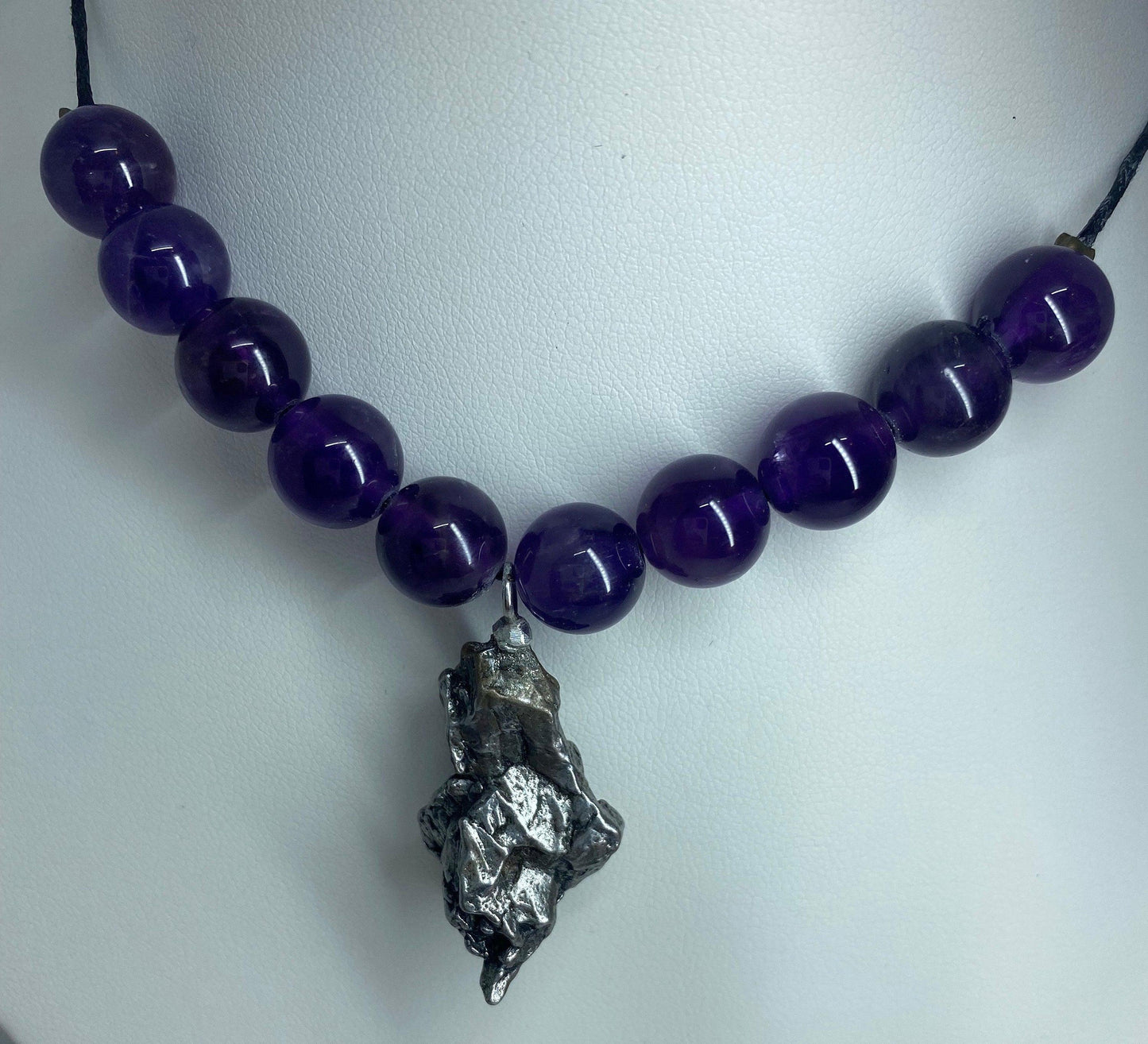 Meteorite Above and Below Necklace, 28.39 grams, Beautiful and unique meteorite with natural amethyst beads, the perfect gift