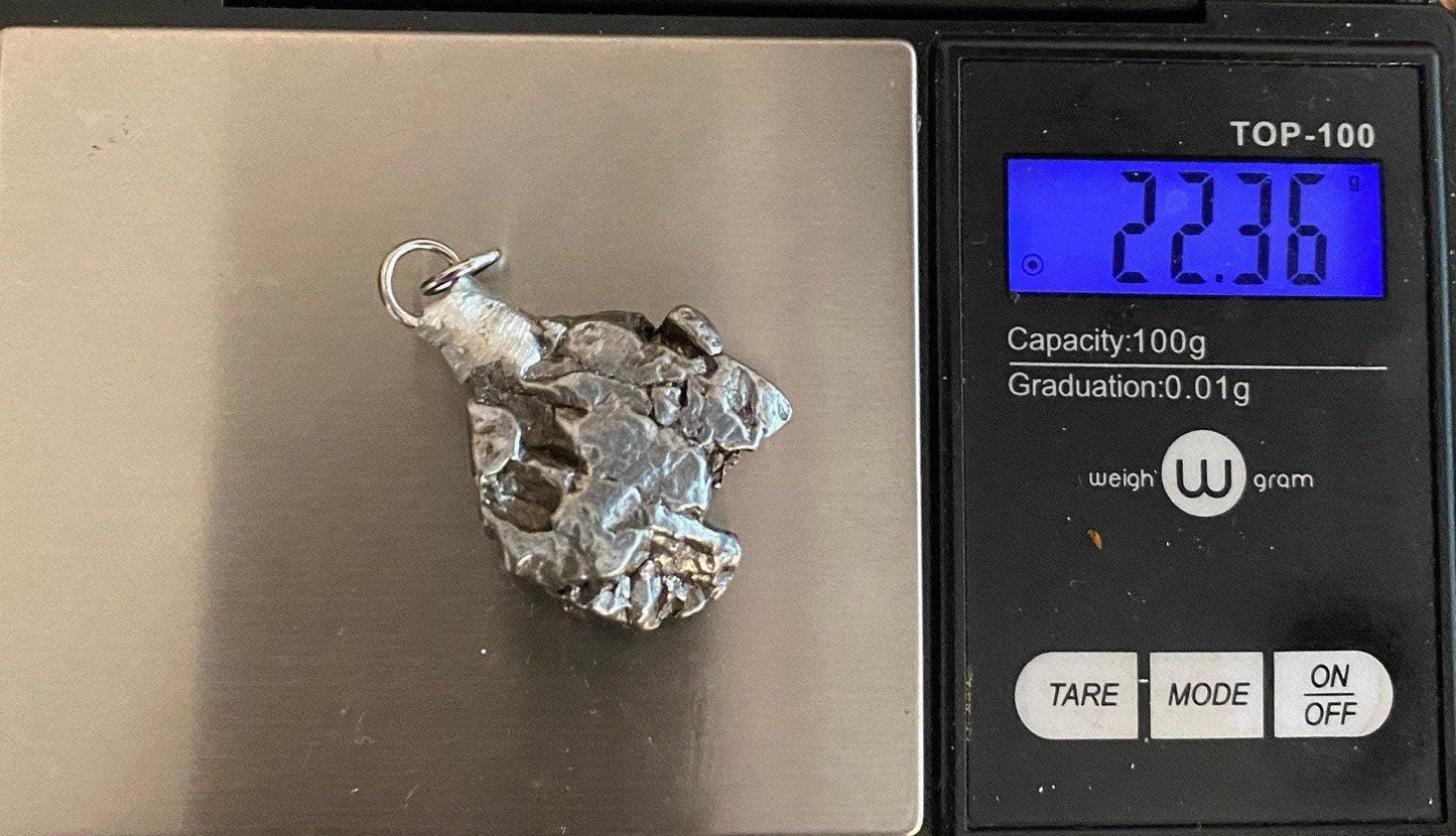 Rare Meteorite Campo del Cielo Pendant 22.36 grams, Beautiful and unique meteorite formation, a gift from the cosmos