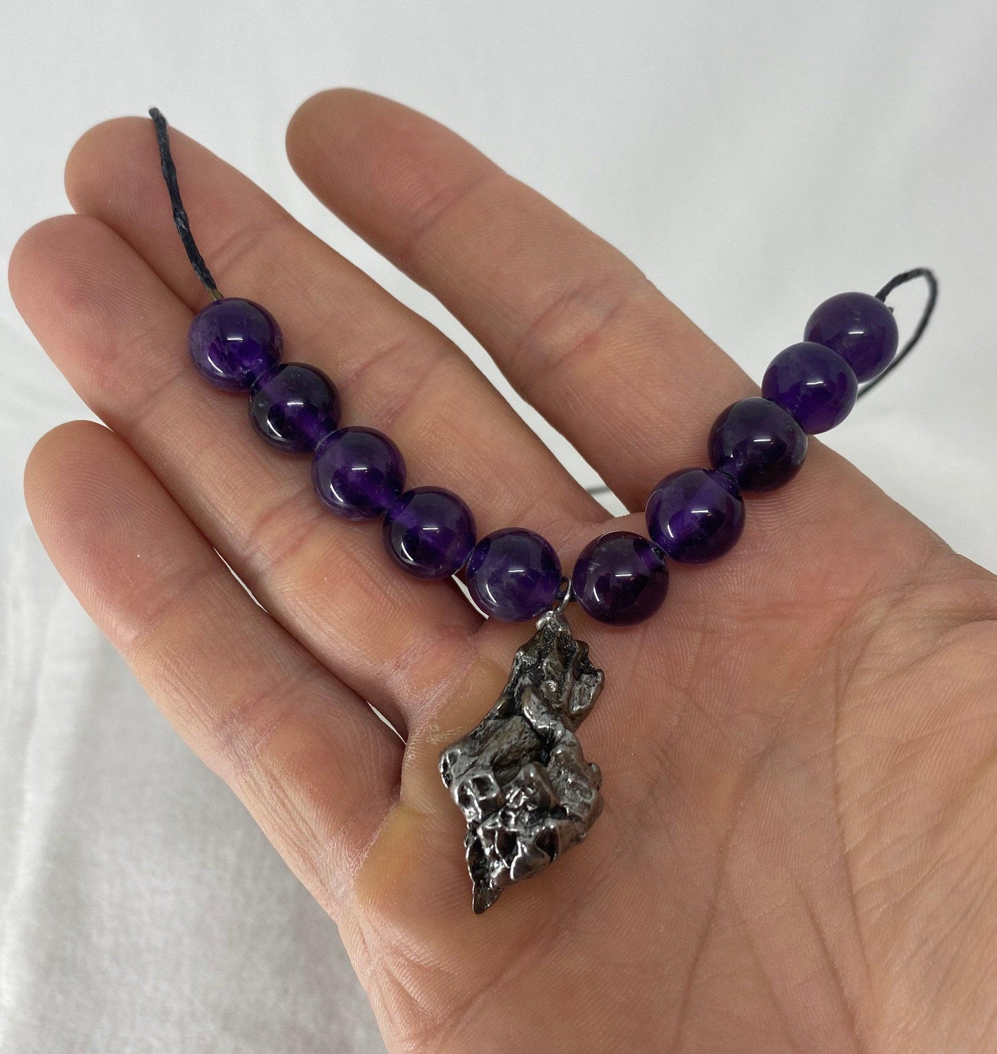 Meteorite Above and Below Necklace, 28.39 grams, Beautiful and unique meteorite with natural amethyst beads, the perfect gift