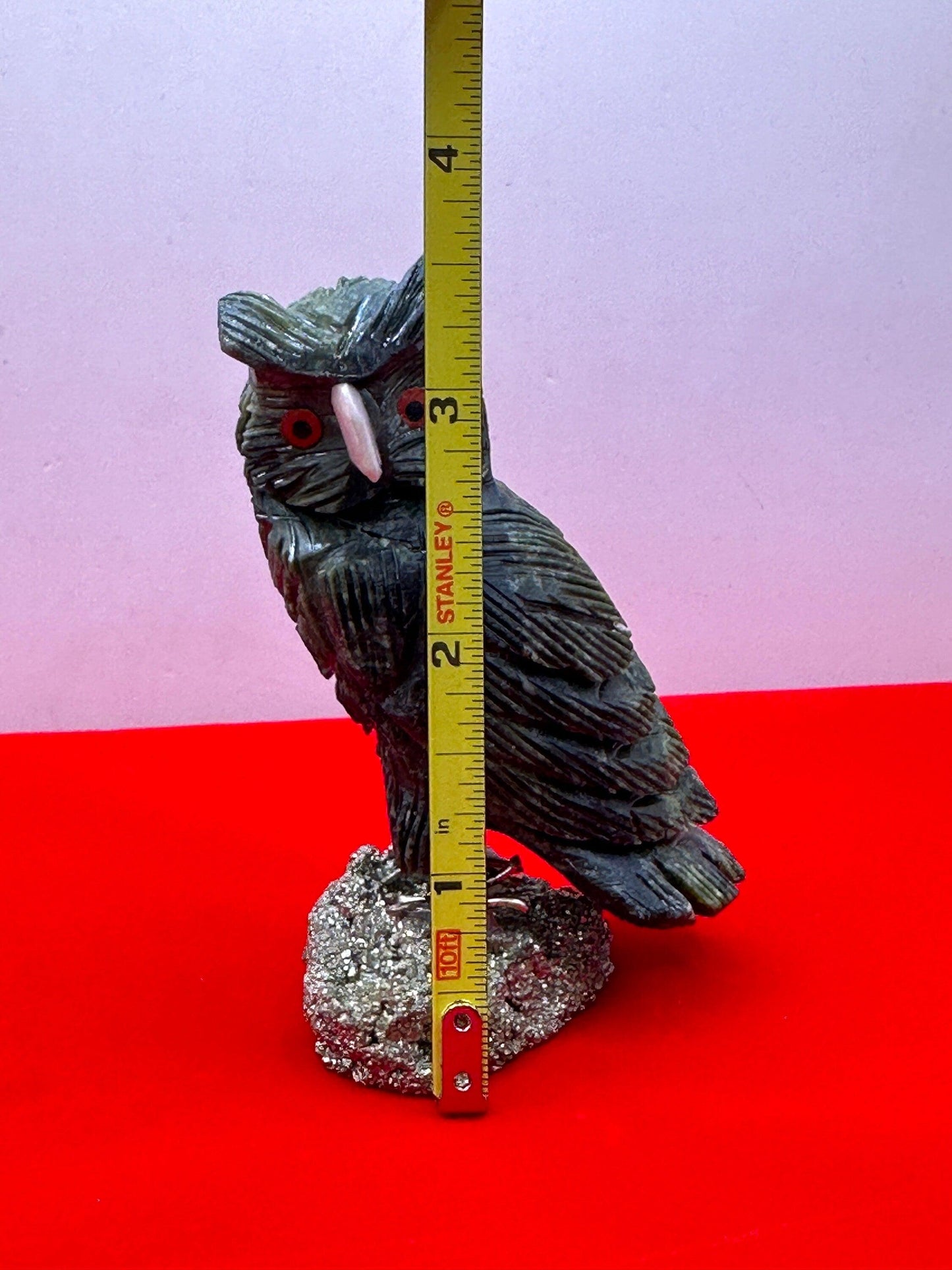 Soapstone Owl Figurines, Stone Fetish, Owl, Pyrite, Figurine, Office Decor, Owls, Balance, Grounding, 5.9 ounces