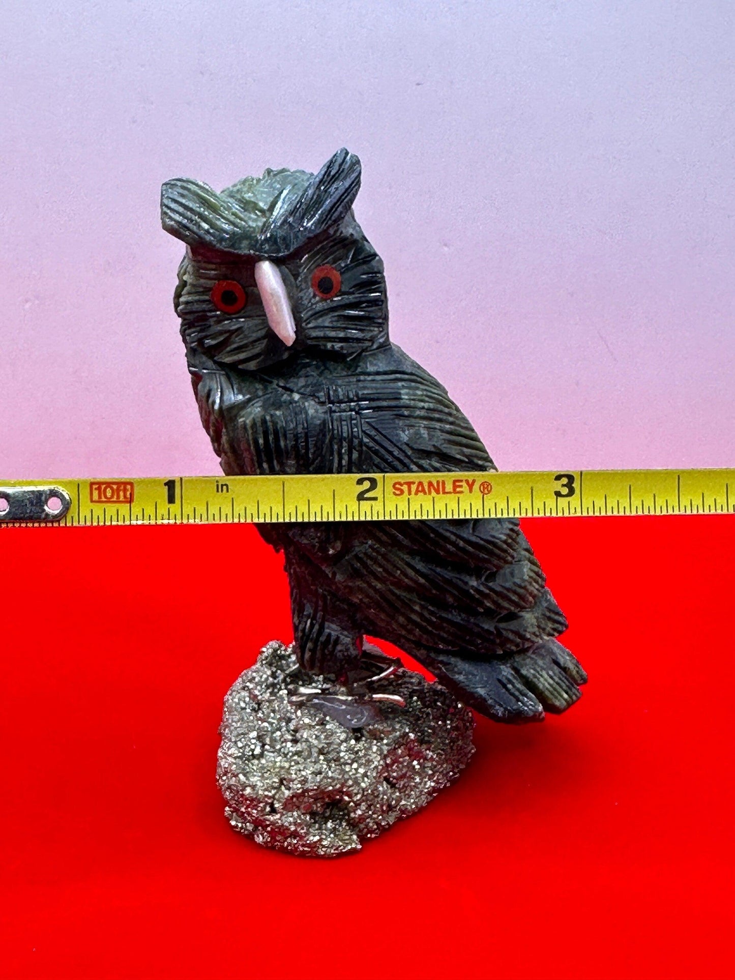 Soapstone Owl Figurines, Stone Fetish, Owl, Pyrite, Figurine, Office Decor, Owls, Balance, Grounding, 5.9 ounces