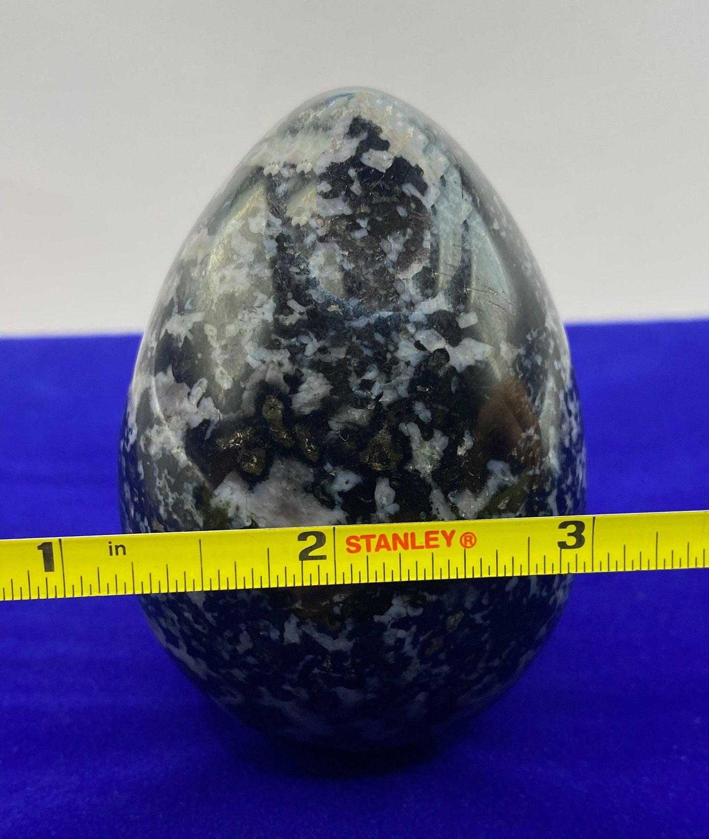 Beautiful smooth polished Indigo Gabbro Egg, A stone of Courage and Confidence, Mineral Egg, Stone Egg, Mystic Merlinite weight is 12.2 oz