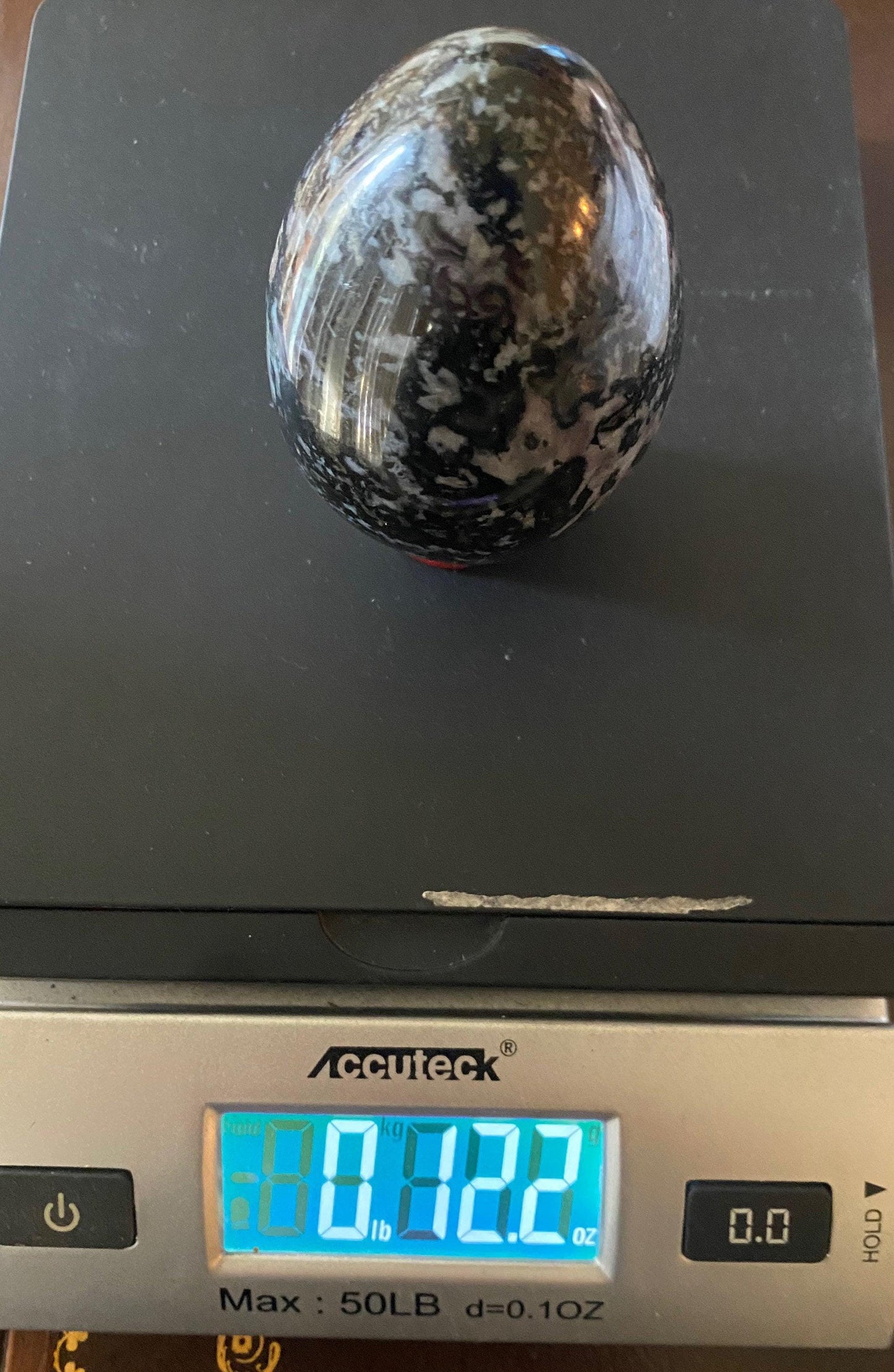 Beautiful smooth polished Indigo Gabbro Egg, A stone of Courage and Confidence, Mineral Egg, Stone Egg, Mystic Merlinite weight is 12.2 oz