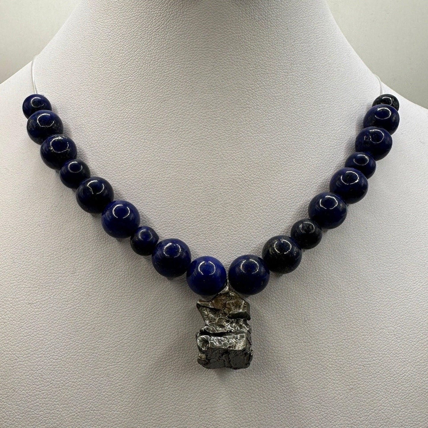 Meteorite Above and Below Necklace, 38 grams, Lapis Lazuli, Authentic Meteorite, Campo del Cielo, Astronomy Gift, Space Gift, Unisex Gift