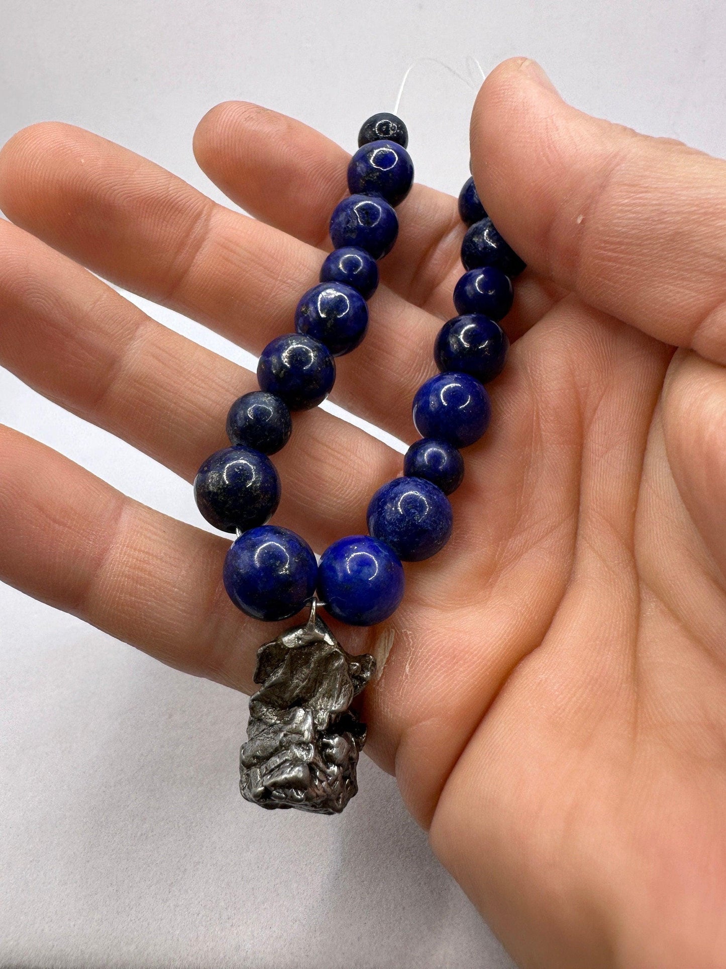 Meteorite Above and Below Necklace, 38 grams, Lapis Lazuli, Authentic Meteorite, Campo del Cielo, Astronomy Gift, Space Gift, Unisex Gift