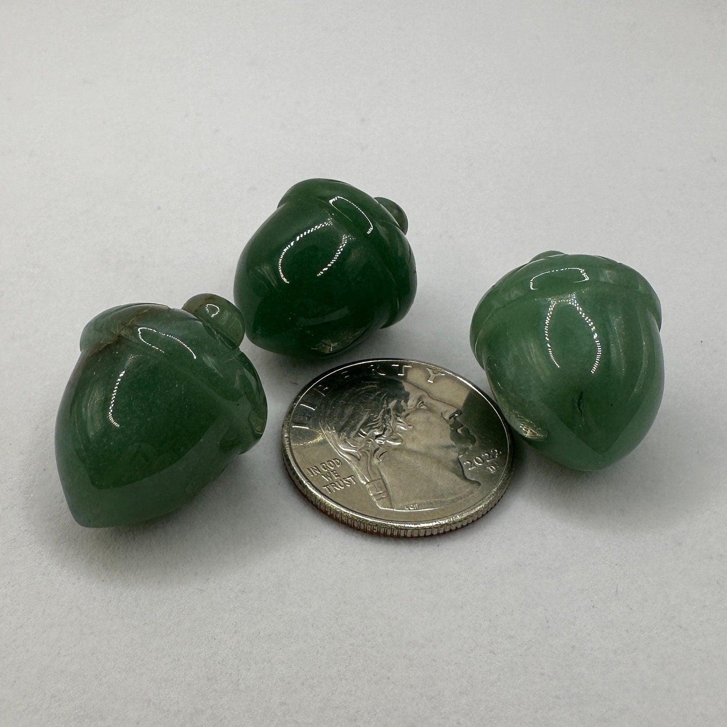 Beautiful Aventurine Acorns, Lot of Three, Acorn, Mineral Acorn, Mineral Sculpture, Aventurine, Green Stone, Mineral Collection, 33.15g