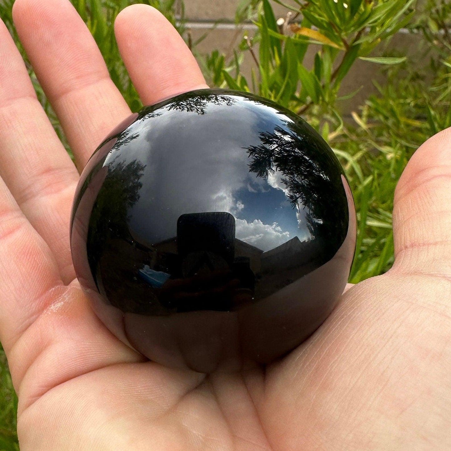 Obsidian Sphere, Polished Obsidian, Crystal Sphere, Obsidian, Energy work, Protection, Reiki Energy, Dragon Glass, 7.0 ounces