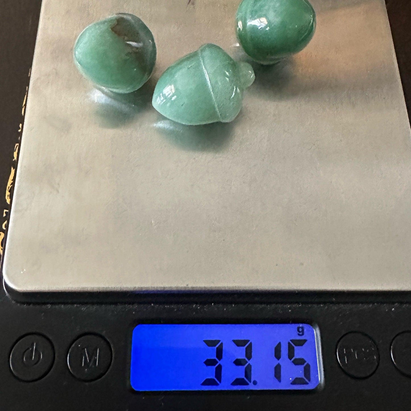 Beautiful Aventurine Acorns, Lot of Three, Acorn, Mineral Acorn, Mineral Sculpture, Aventurine, Green Stone, Mineral Collection, 33.15g