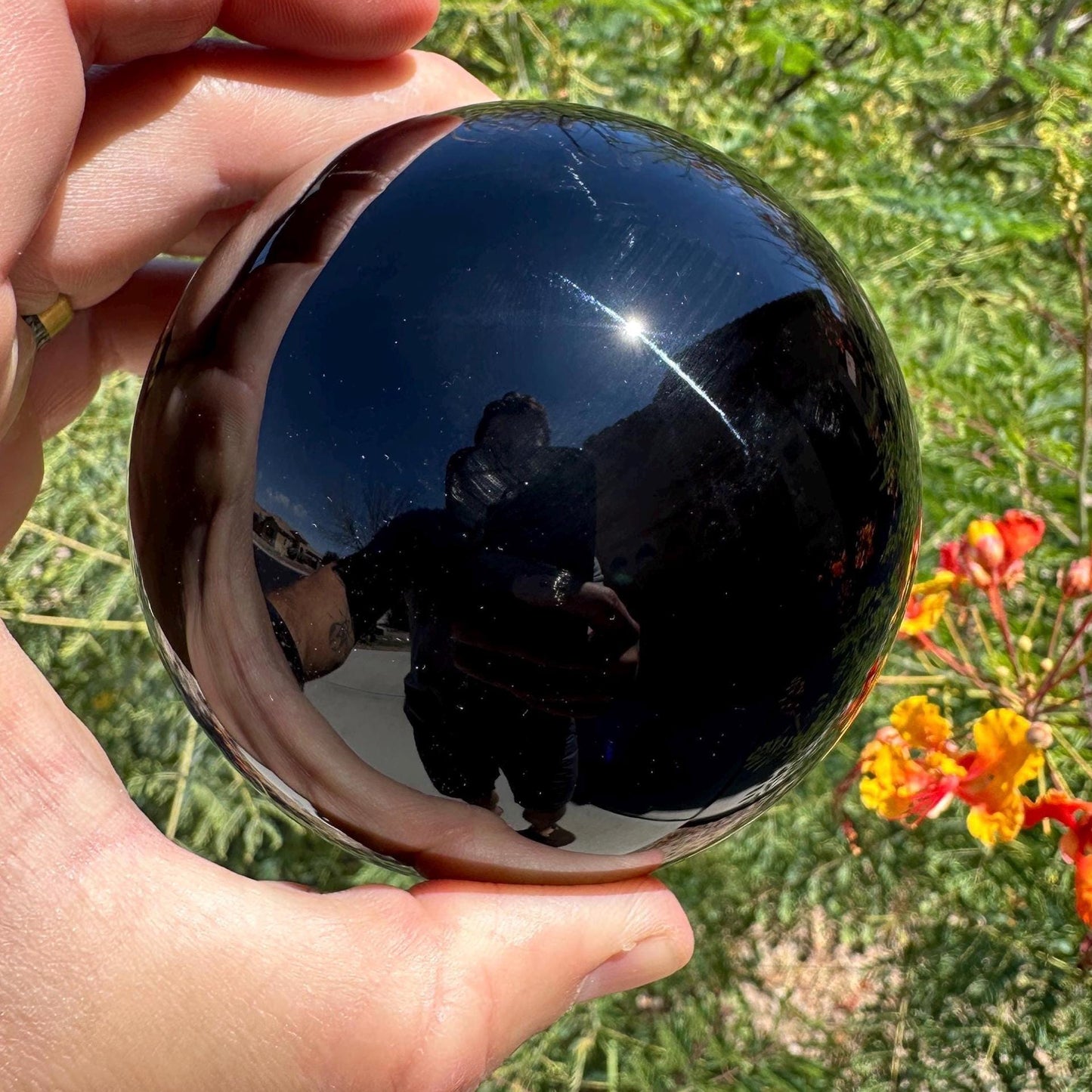 Obsidian Sphere, Polished Obsidian, Crystal Sphere, Obsidian, Energy work, Protection, Reiki Energy, Dragon Glass, 1 lb 9.9 ounces