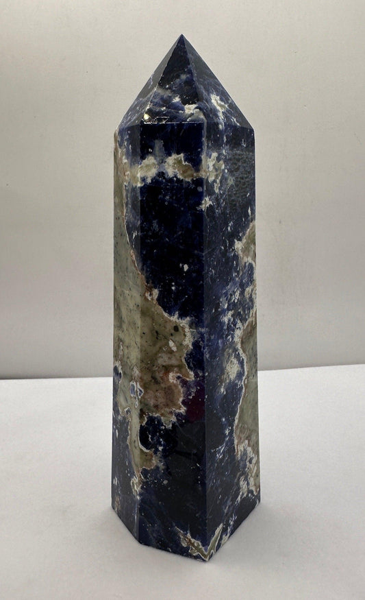 Beautiful High Quality Sodalite Stone Obelisk, Rock Collection, Home Decor, Reiki, Tranquility, Throat Chakra, Energy Work, 1 lb 12.7 ounces