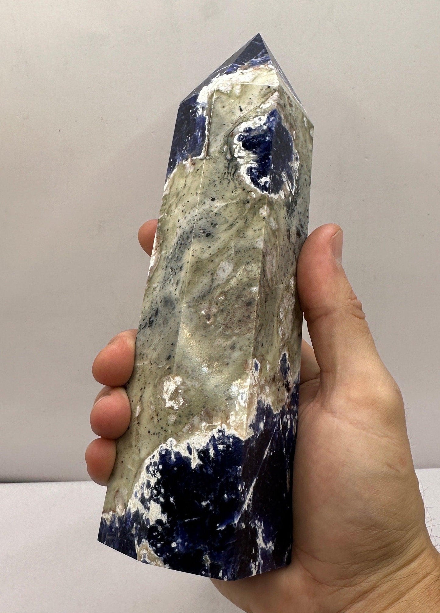 Beautiful High Quality Sodalite Stone Obelisk, Rock Collection, Home Decor, Reiki, Tranquility, Throat Chakra, Energy Work, 1 lb 12.7 ounces