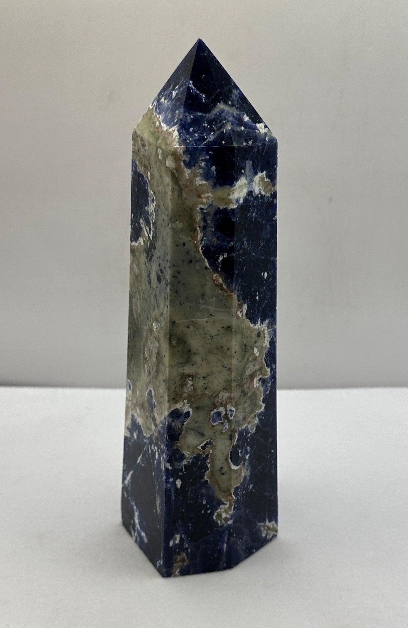 Beautiful High Quality Sodalite Stone Obelisk, Rock Collection, Home Decor, Reiki, Tranquility, Throat Chakra, Energy Work, 1 lb 12.7 ounces