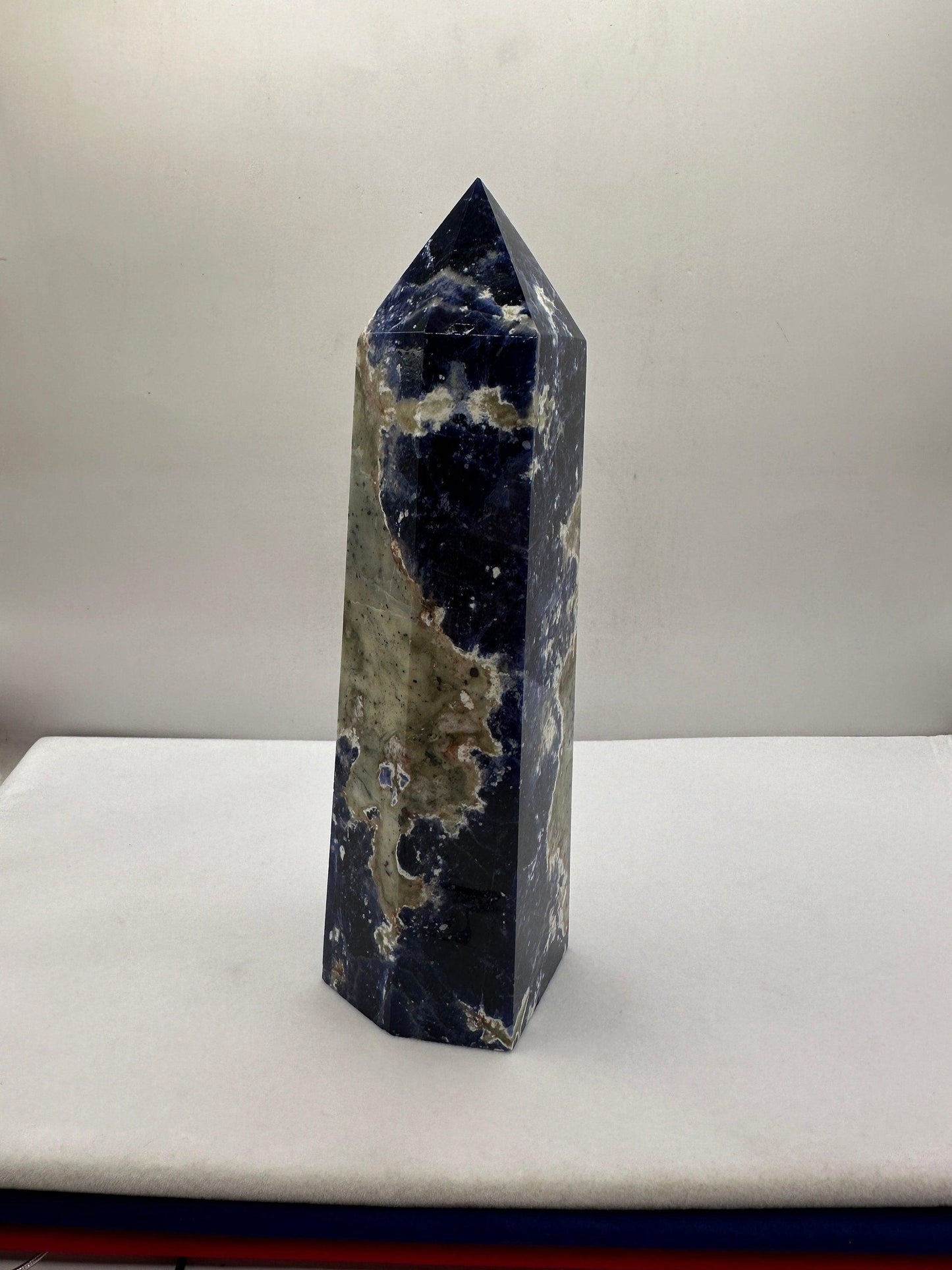 Beautiful High Quality Sodalite Stone Obelisk, Rock Collection, Home Decor, Reiki, Tranquility, Throat Chakra, Energy Work, 1 lb 12.7 ounces