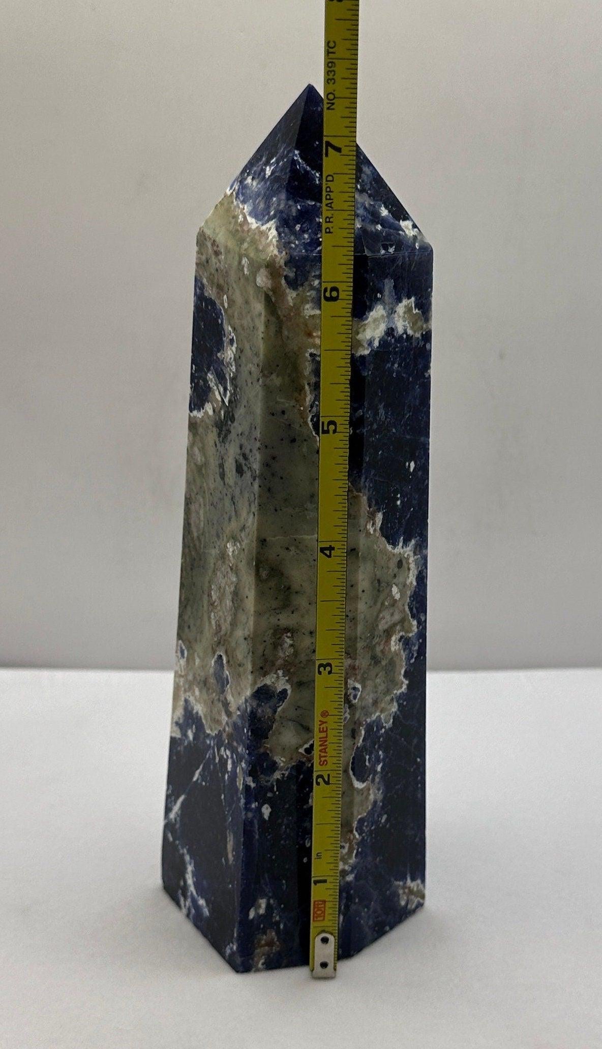 Beautiful High Quality Sodalite Stone Obelisk, Rock Collection, Home Decor, Reiki, Tranquility, Throat Chakra, Energy Work, 1 lb 12.7 ounces