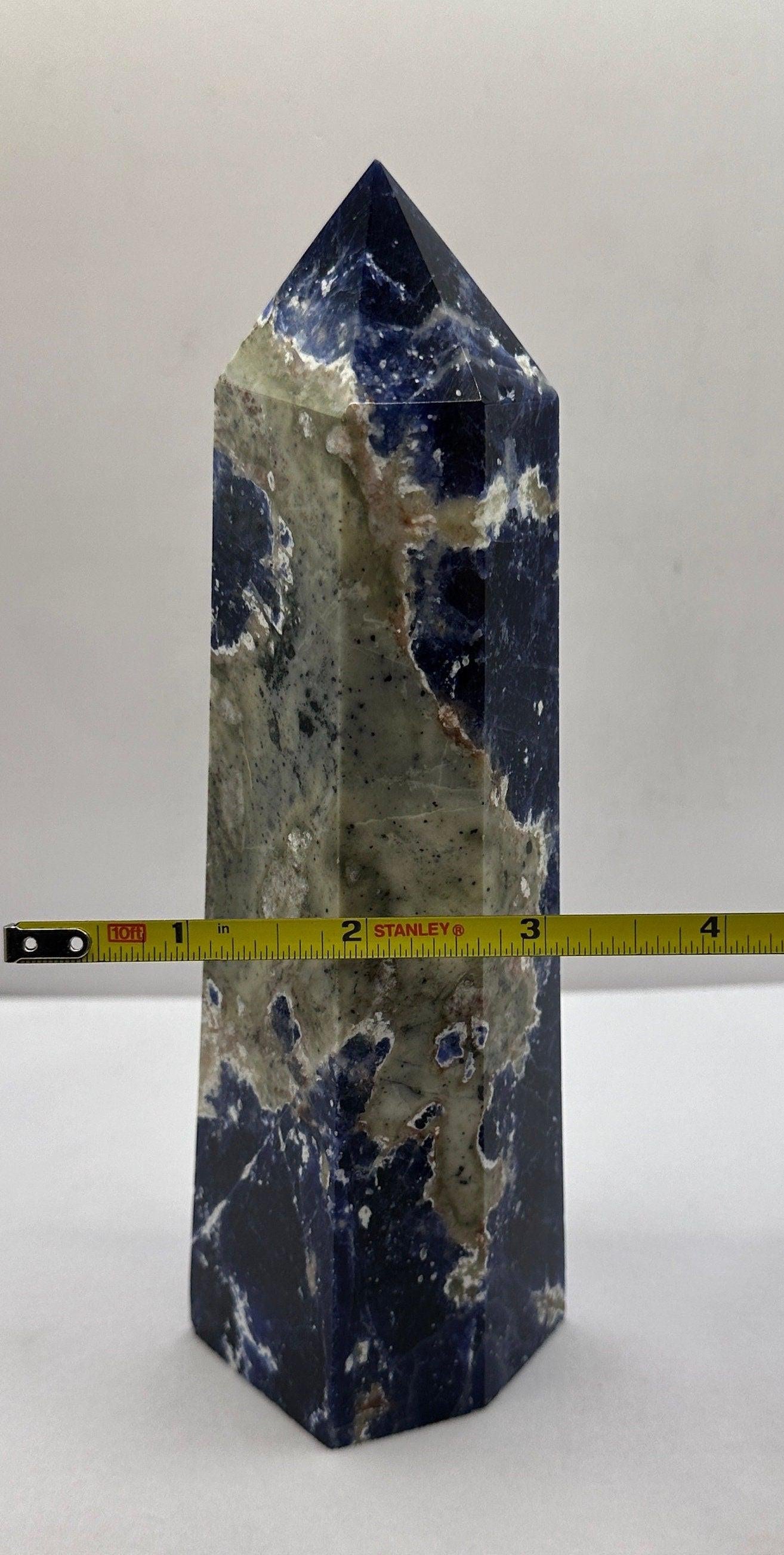 Beautiful High Quality Sodalite Stone Obelisk, Rock Collection, Home Decor, Reiki, Tranquility, Throat Chakra, Energy Work, 1 lb 12.7 ounces