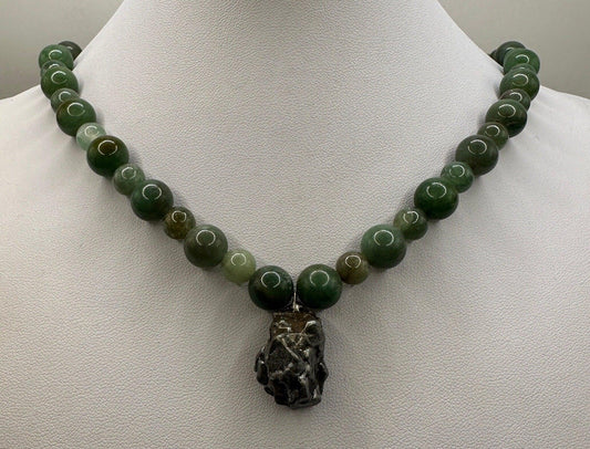 Meteorite Above and Below Necklace, 70 grams, Campo del Cielo Iron Meteorite, Aventurine Beads, Handmade Necklace, Astronomy Gift, Unisex