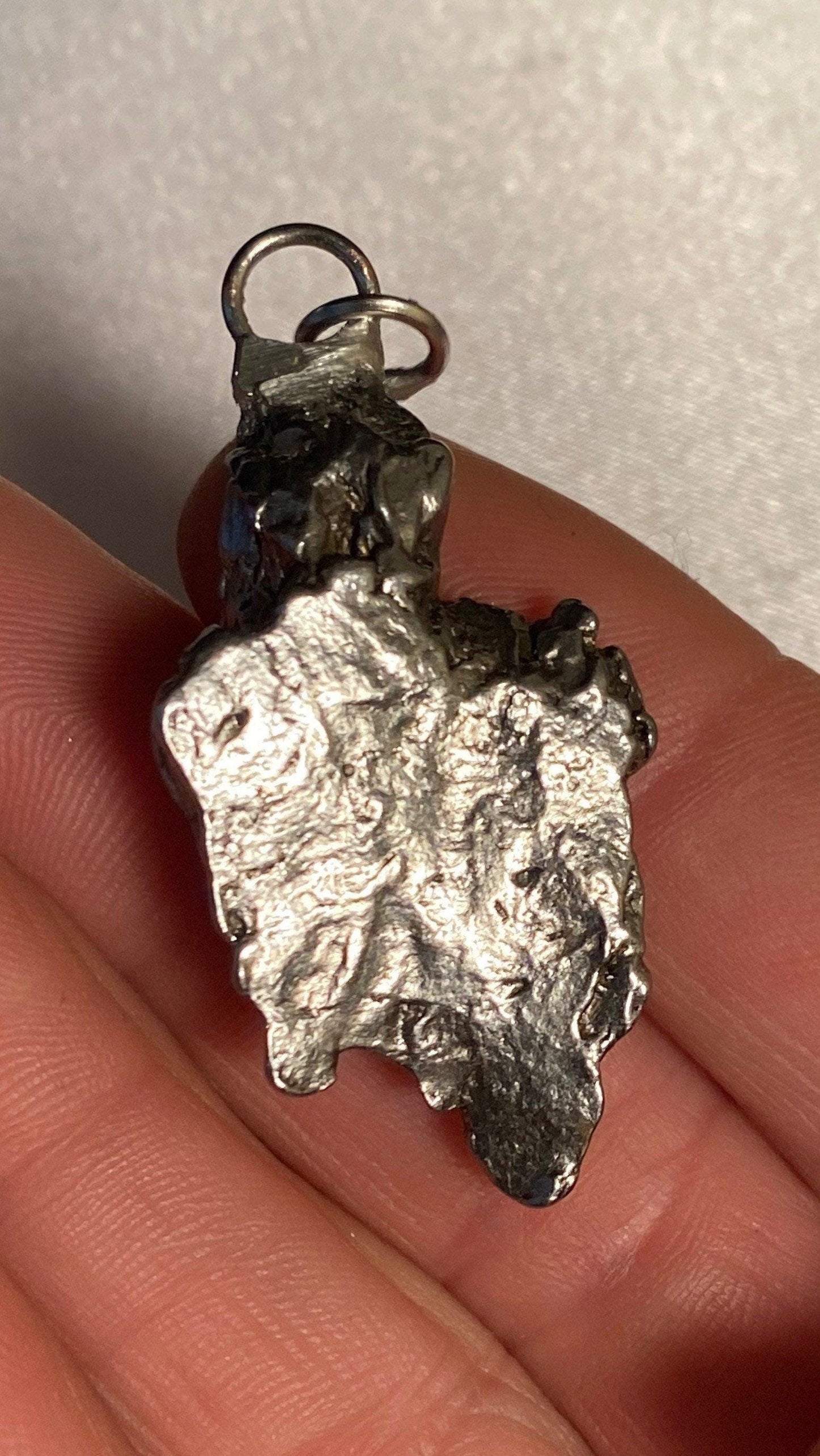 Meteorite Campo del Cielo Nugget Pendant 14.71 grams, a beautiful and unique shape, beautiful shiny smooth back,a gift from the cosmos