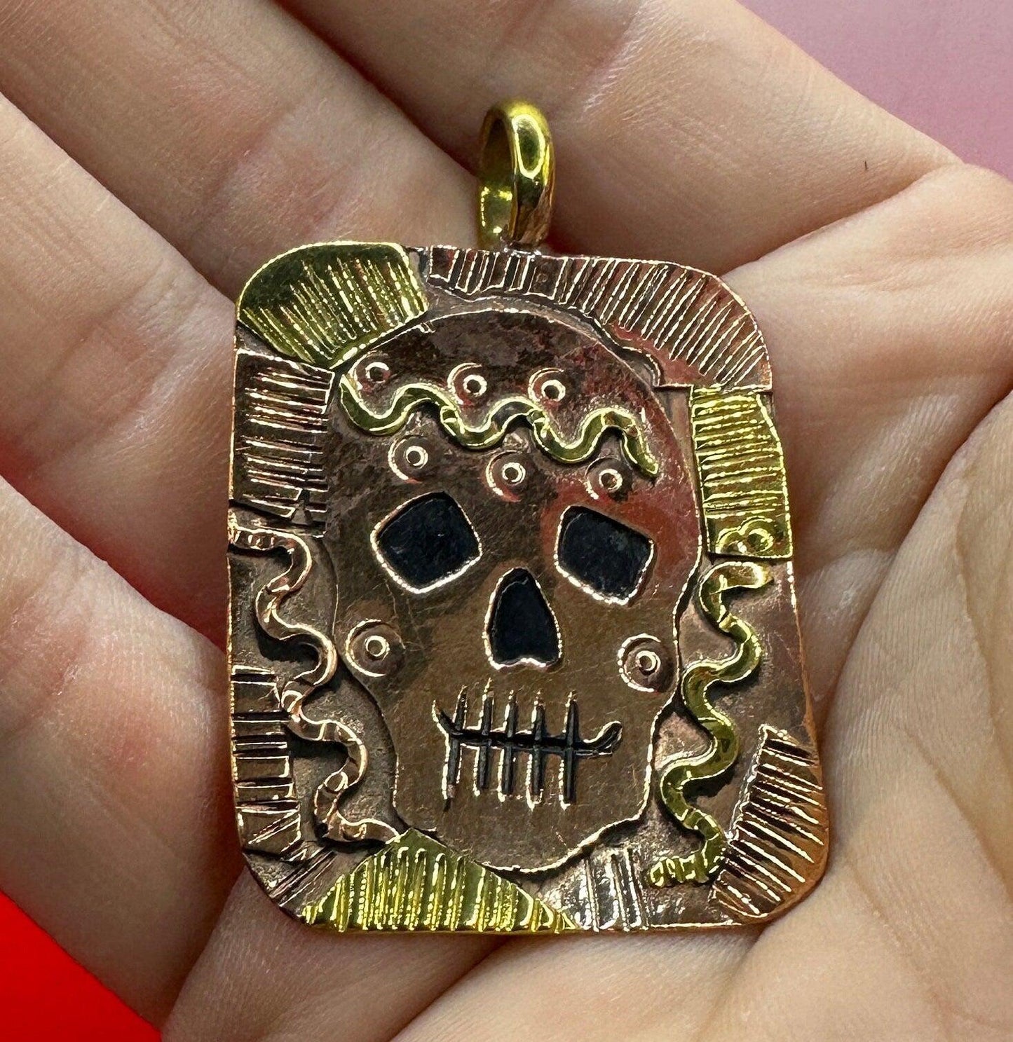 Beautiful Handmade Copper Pendant, Dia De Los Muertos Jewelry, Copper Jewelry, Copper Pendant, Arizona Copper, 10.81 grams