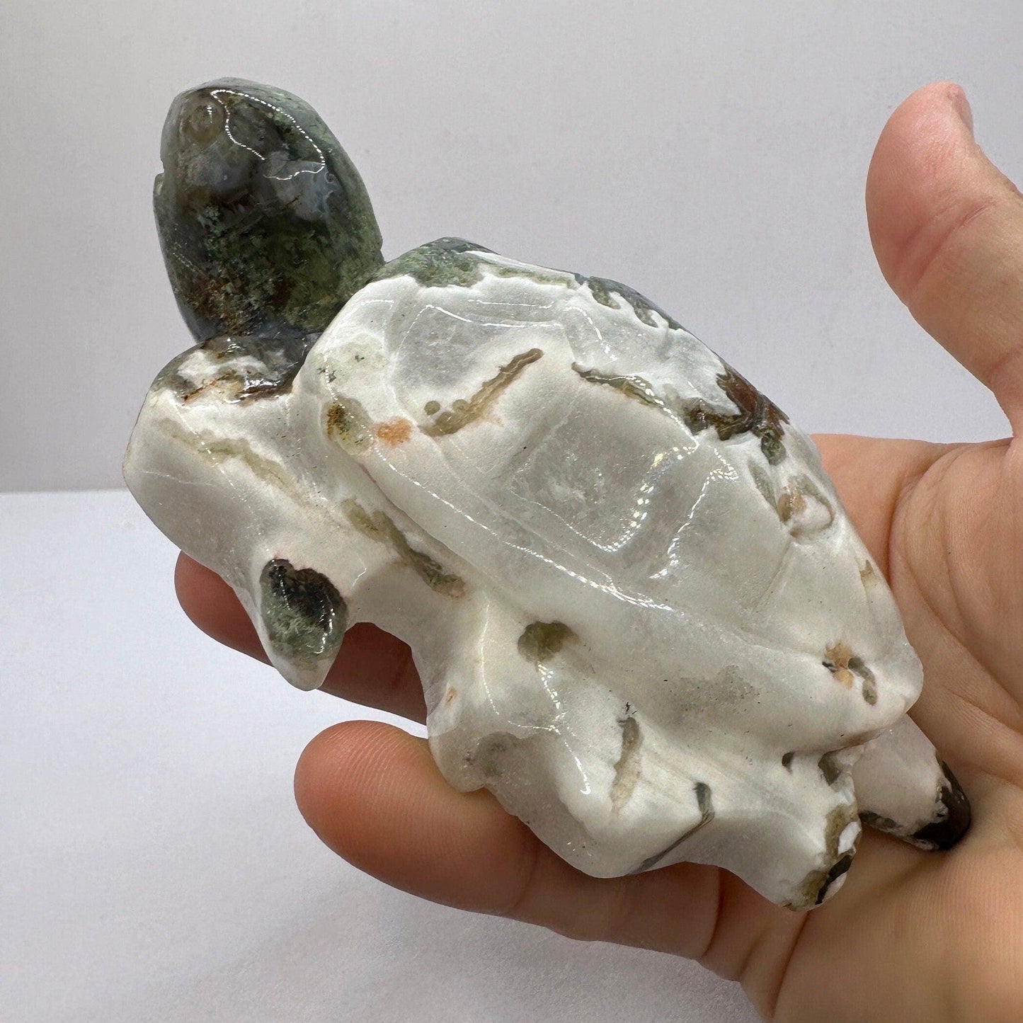 Moss Agate Turtle, Stone Fetish, Turtle, Moss Agate, Figurine, Fetsih Collection, Turtles, Balance, Grounding, 13.4 ounces