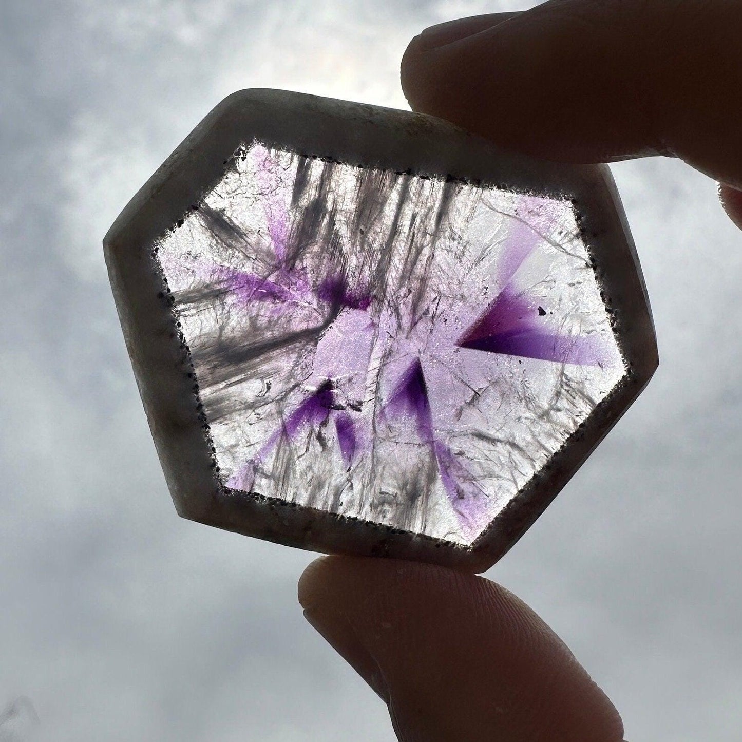 Atomic Amethyst, Trapiche Amethyst, Atomic Amethyst Slice, Amethyst Crystal, Rare Amethyst Crystal, Reiki Healing , Reiki Healing, 20.88g