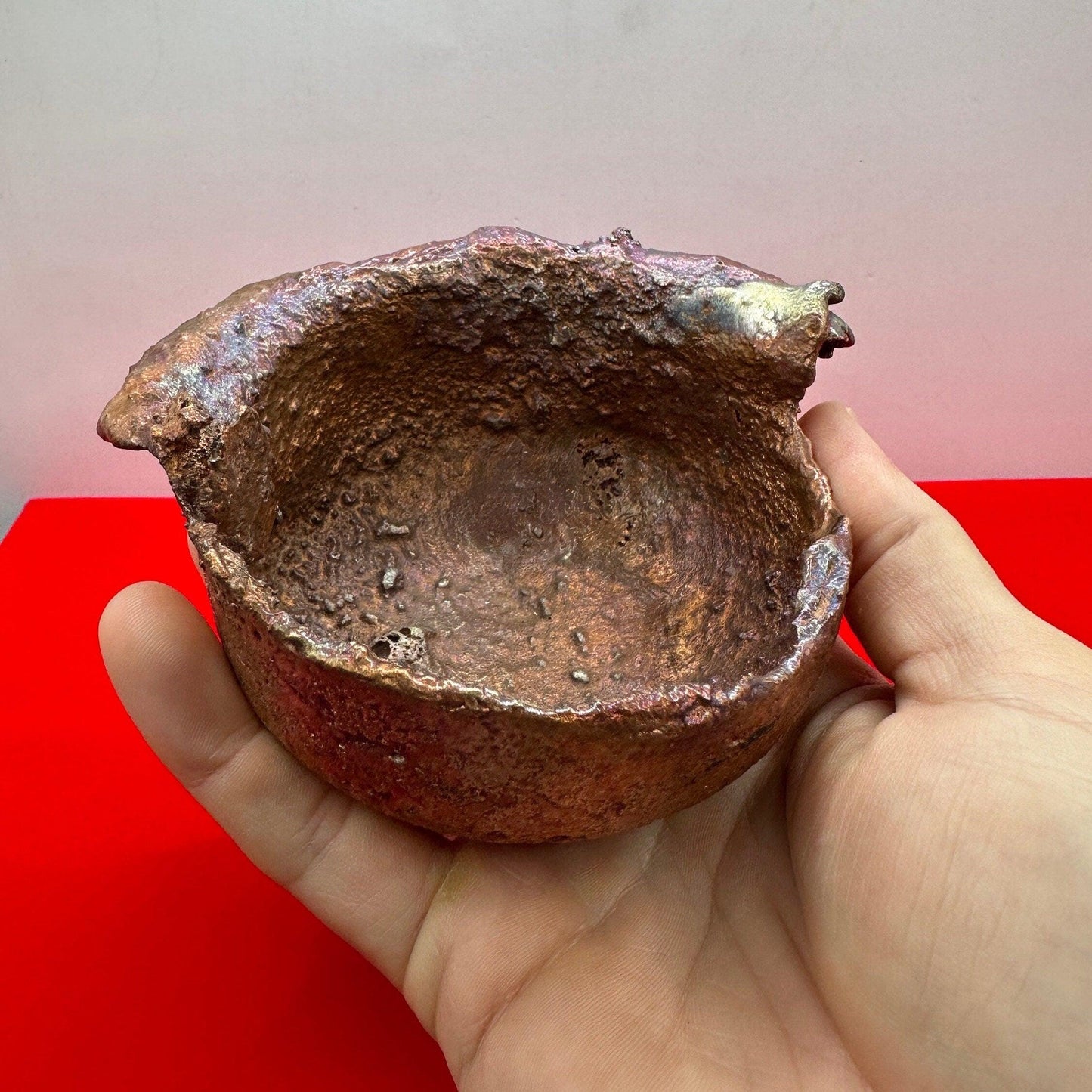 Beautiful Multicolored Golden Medium Splash Copper Bowl from Arizona, A Unique Gift for you or loved one, 1 lb 12.3 ounces