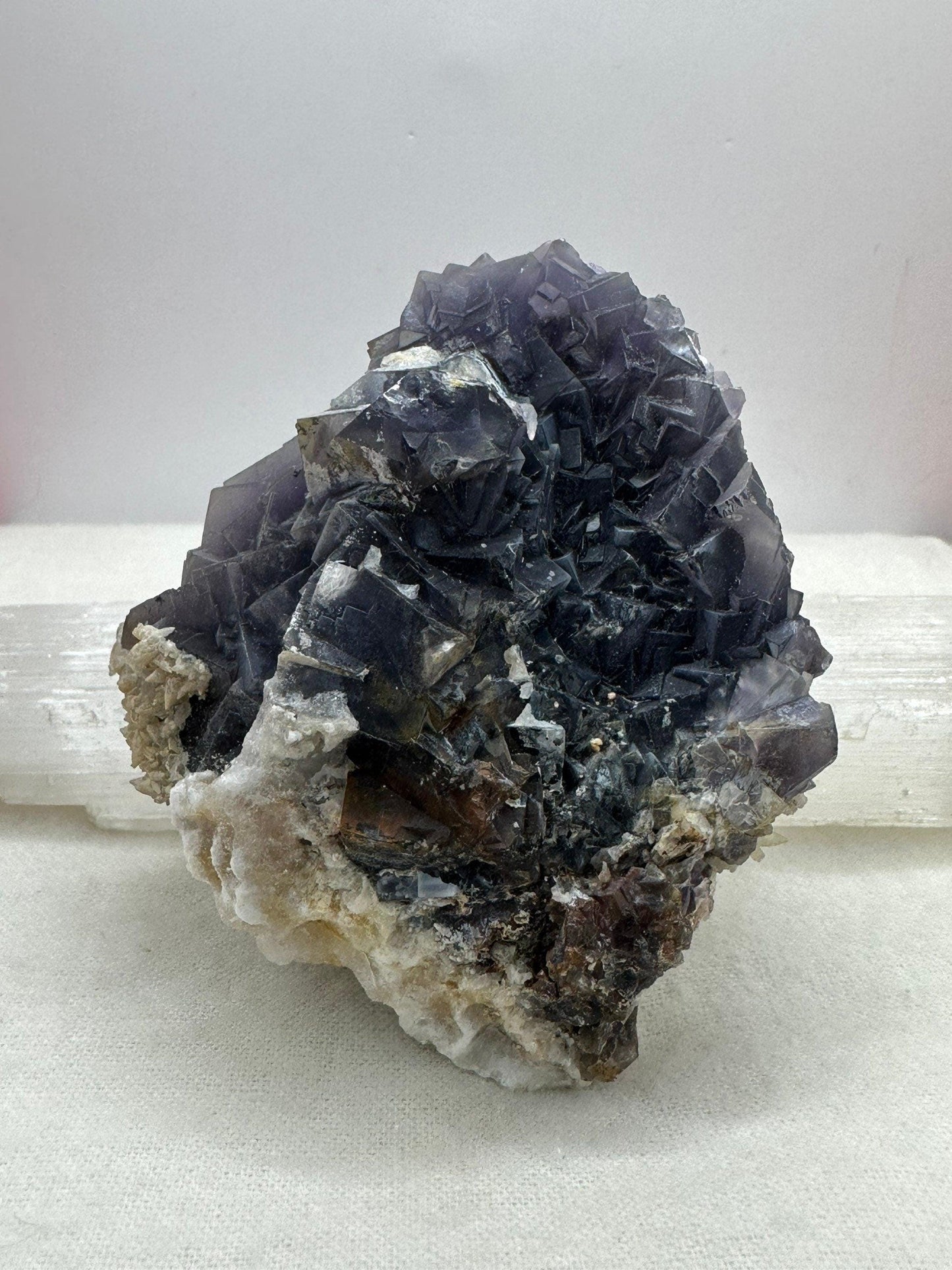 Beautiful Natural Purple Fluorite Crystal, Dog Tooth Calcite, Fluorite, Pakistan, Balancing, Superb Luster, Third Eye, 384 grams