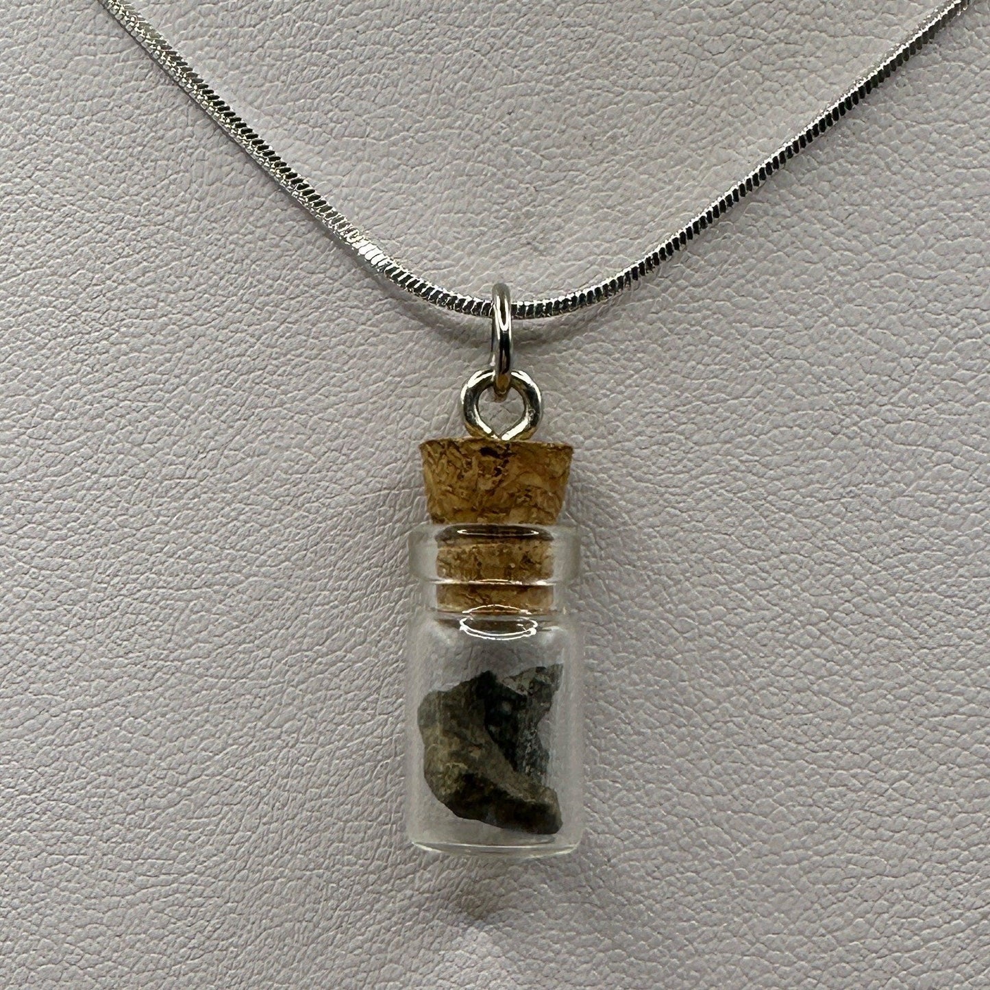 Moon and Mars in a Bottle Pendant, Mars Shergottite, NWA 14685, Amgala, Pendant,  Moon Meteorite, Handmade Pendant, Astronomy Gift