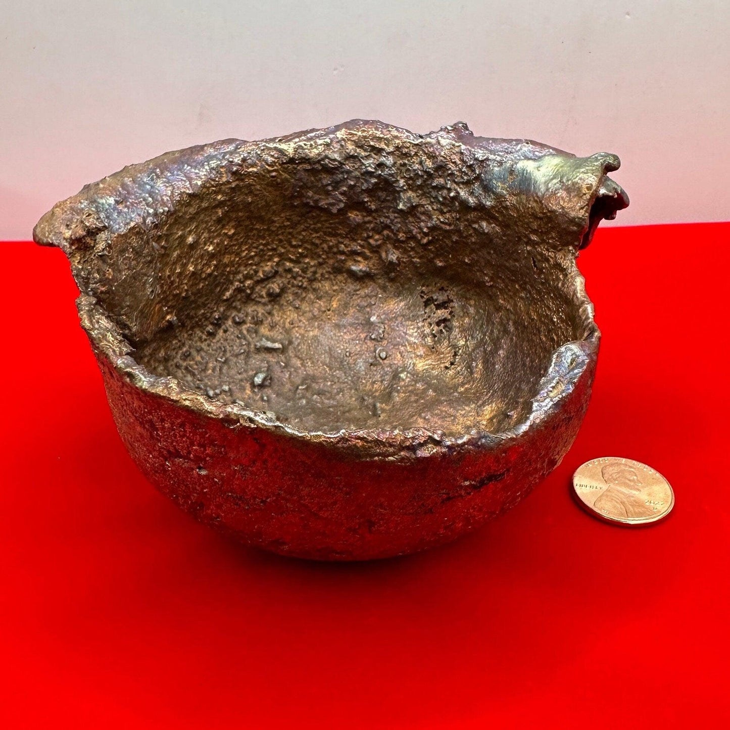 Beautiful Multicolored Golden Medium Splash Copper Bowl from Arizona, A Unique Gift for you or loved one, 1 lb 12.3 ounces