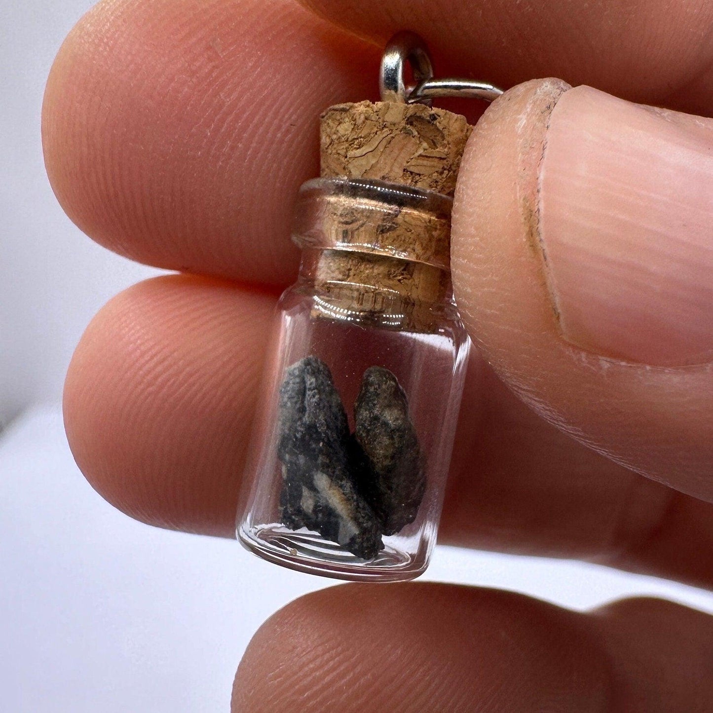 Moon and Mars in a Bottle Pendant, Mars Shergottite, NWA 14685, Amgala, Pendant,  Moon Meteorite, Handmade Pendant, Astronomy Gift