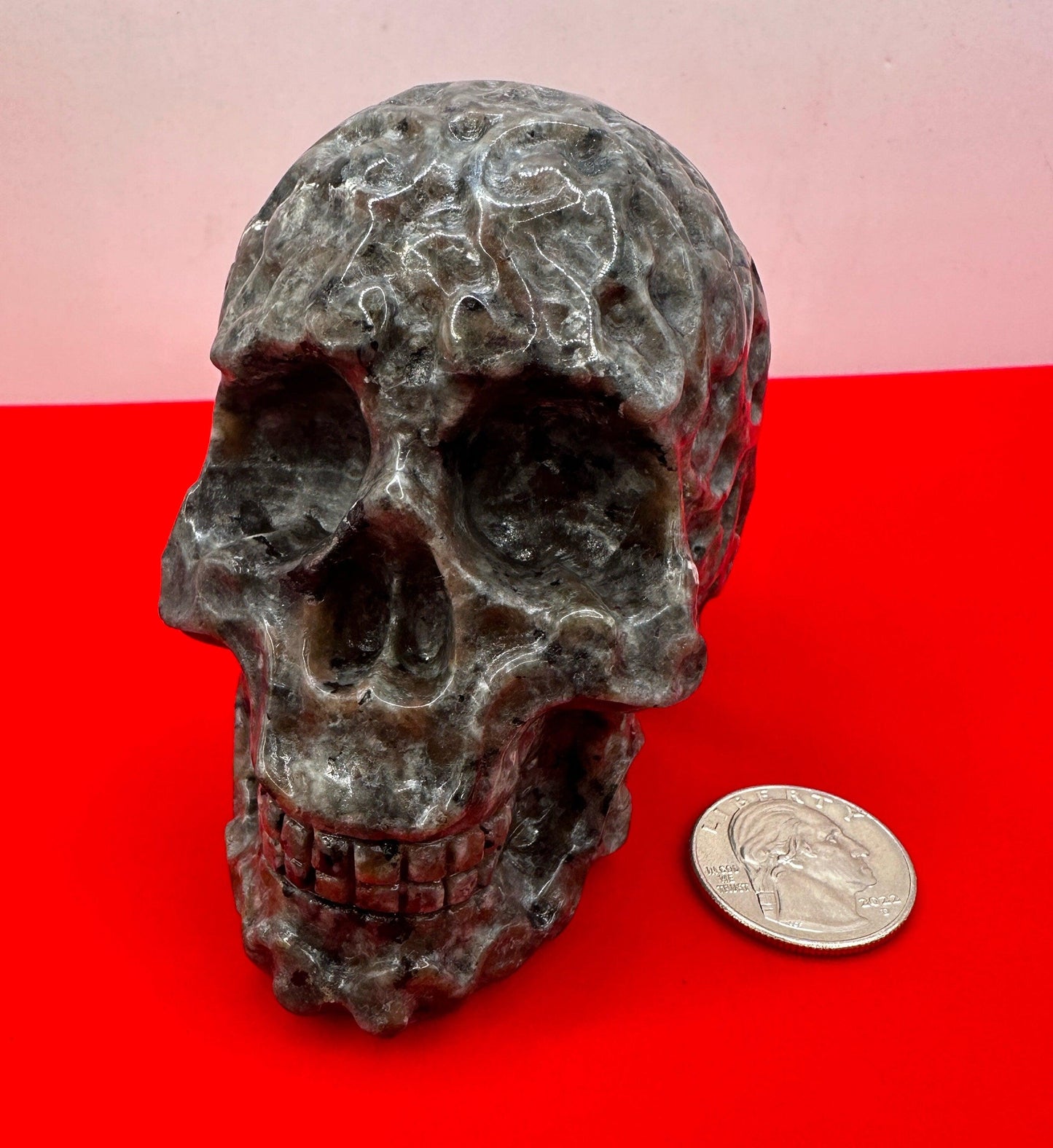 Yooperlite Skull, Handmade Skull, Stone Skull, Home Decor, Office Decor, Skull Collection, UV Stone, Michigan Yooperlite, 1 lb 5 ounces