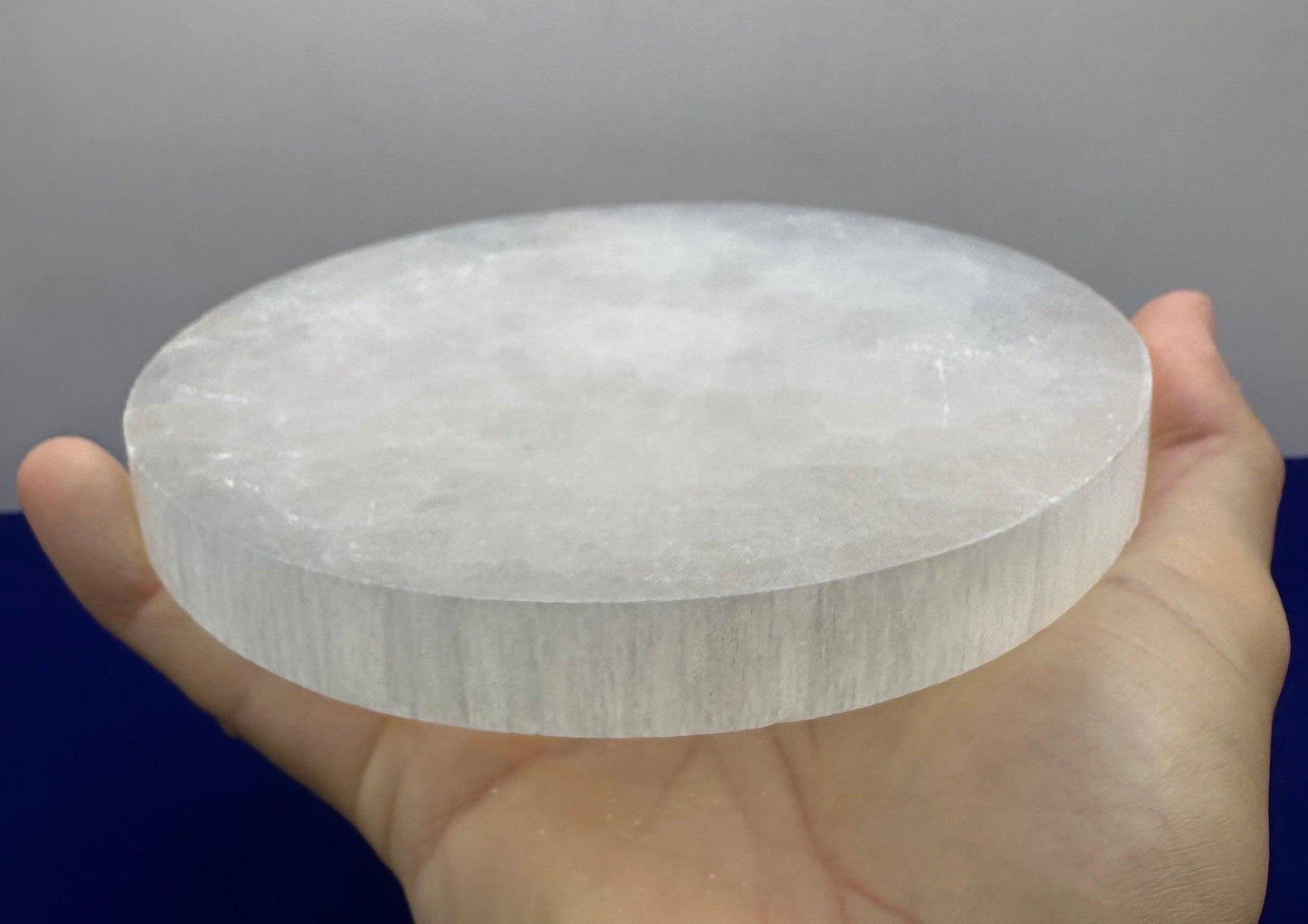 Selenite Seven Chakra Charging Plate, Crystal Grid Work, Energy Healing, Reiki, Flower of Life, smooth surfaces, 1 lb 4.9 ounces
