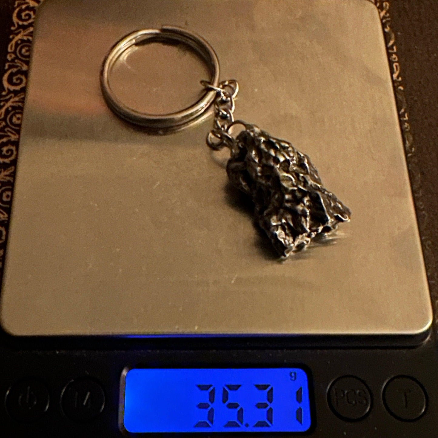 Rare Genuine Meteorite Campo del Cielo Keychain 35.31 grams, Beautiful and unique meteorite formation, Astronomy Gift, Space Gift