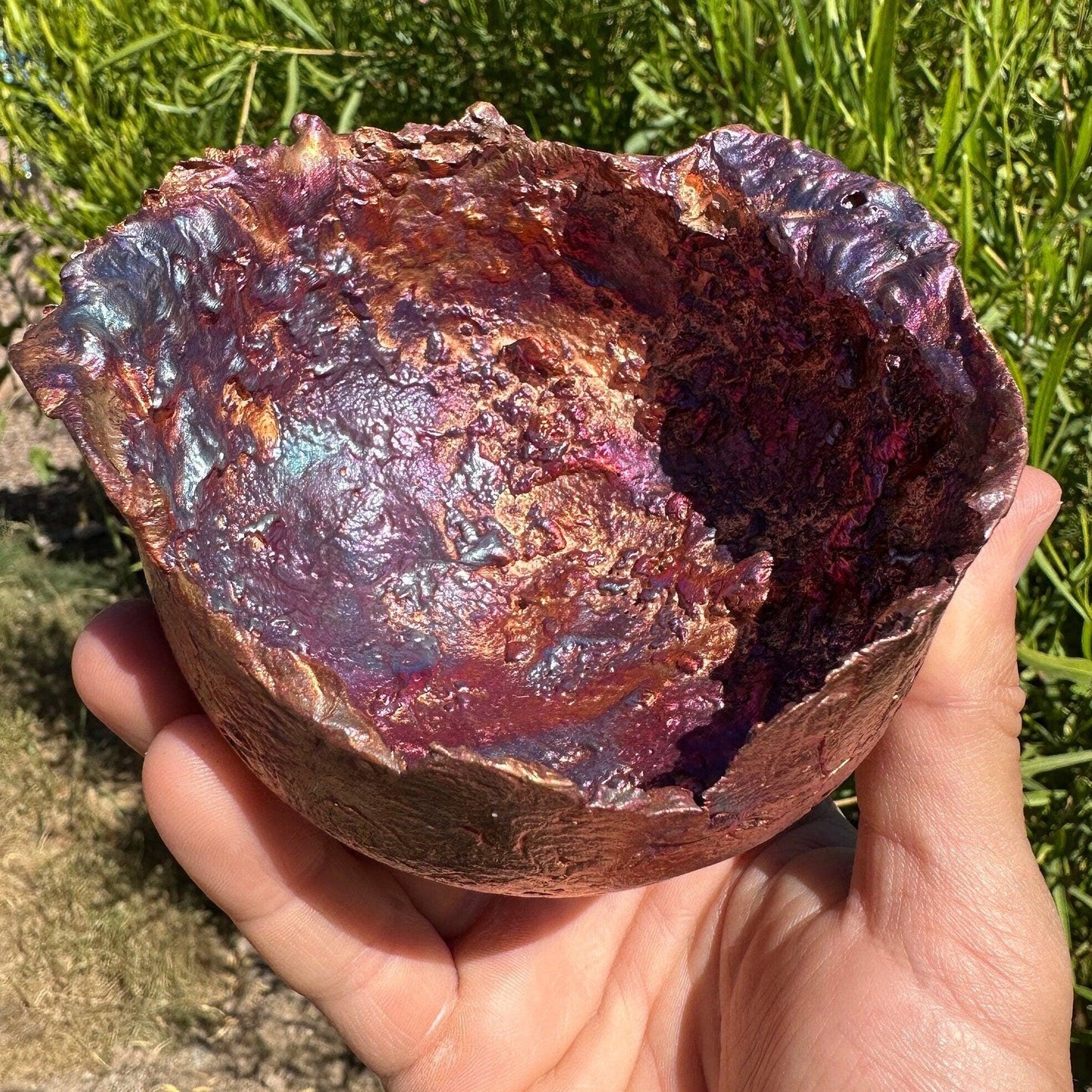 Rare Beautiful Fiery Reddish colored Medium Splash Copper Bowl from Arizona, Southwest Gift, A Unique Gift, Birthday Gift, 15 ounces