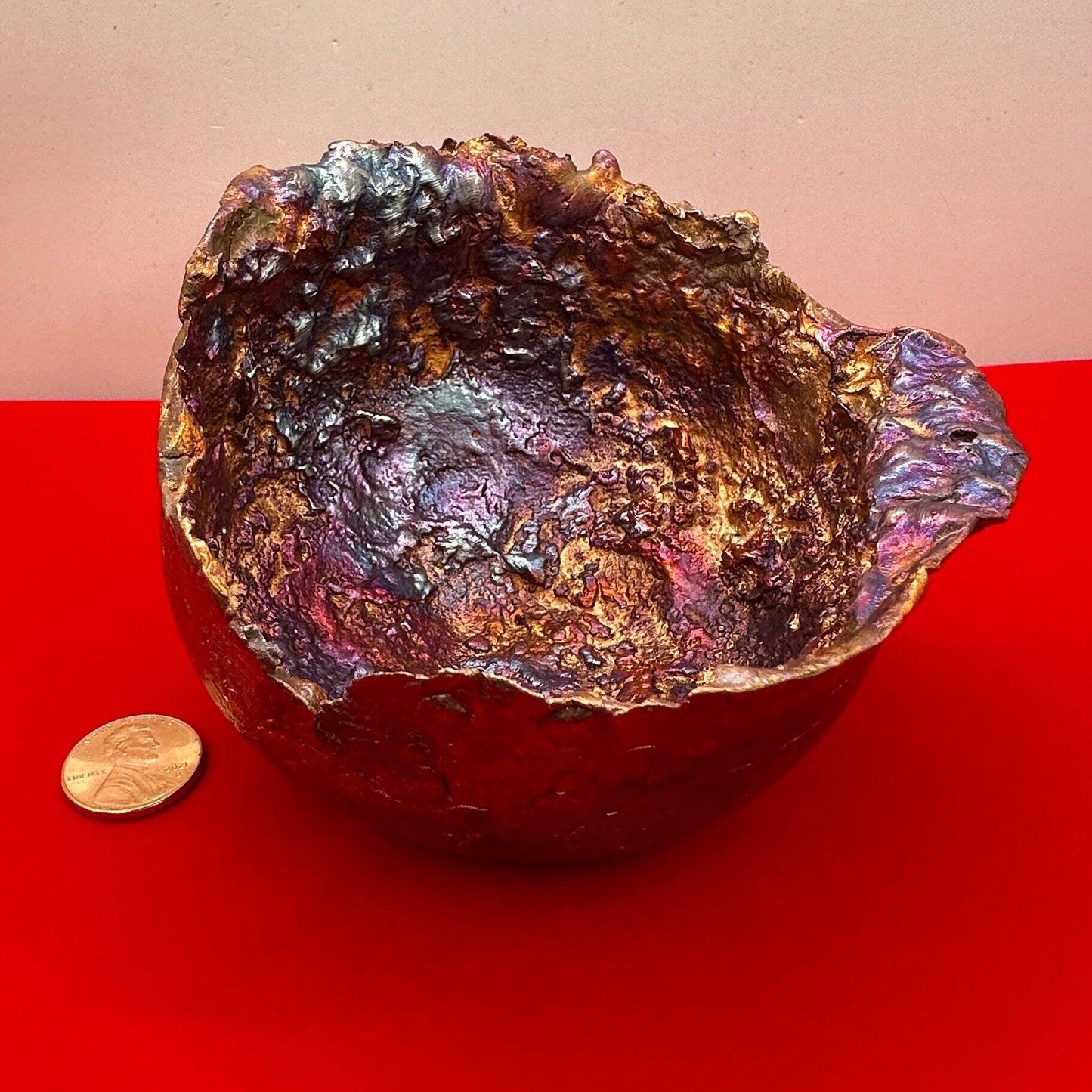 Rare Beautiful Fiery Reddish colored Medium Splash Copper Bowl from Arizona, Southwest Gift, A Unique Gift, Birthday Gift, 15 ounces