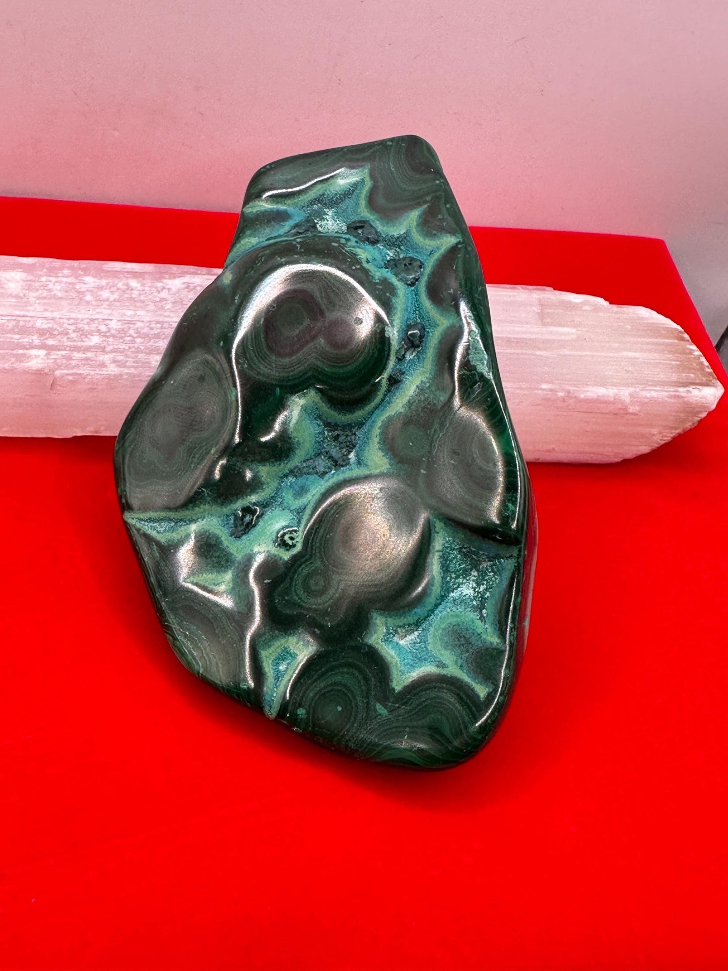 Polished Malachite Chrysocolla Formation, Malachite Paperweight, Malachite, Heart Chakra, Protection, Home Decore, Office Decor, 378 grams