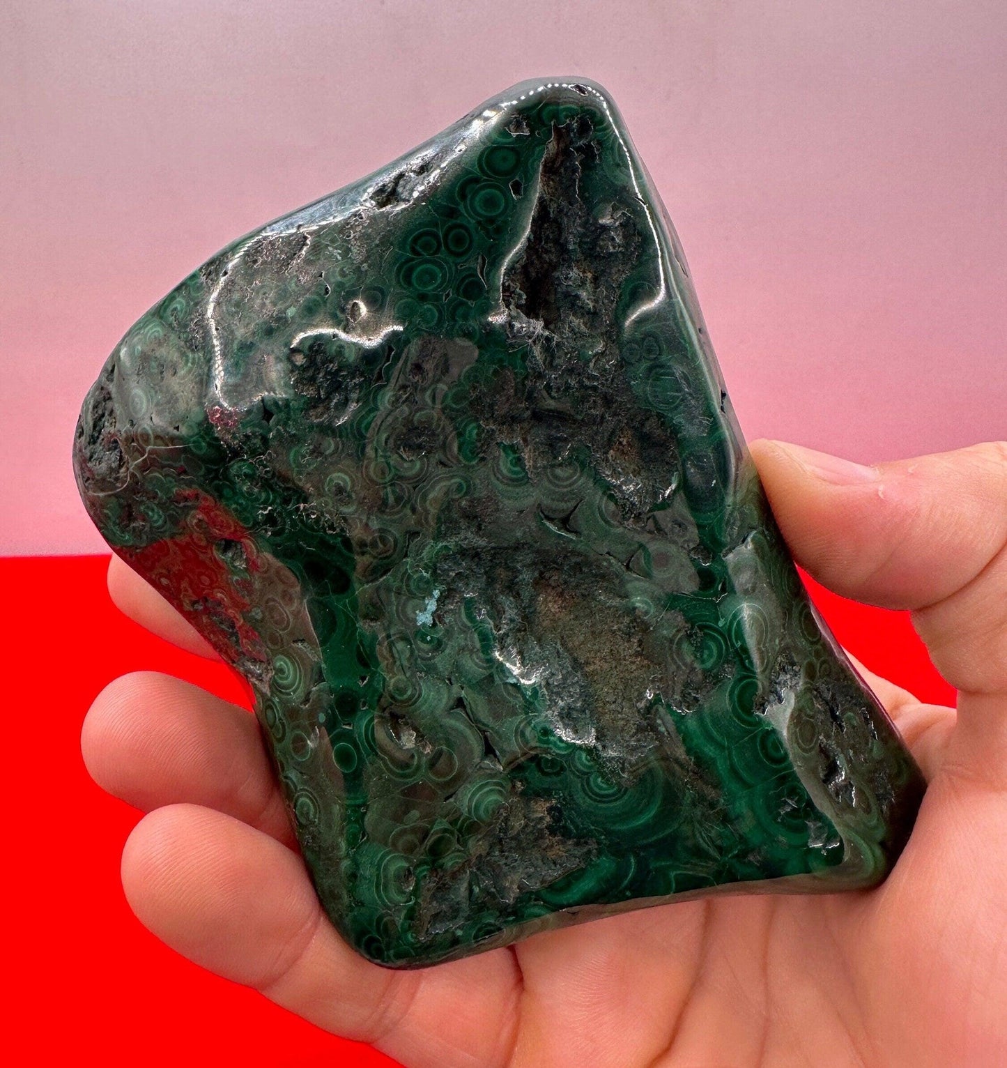 Polished Malachite Formation, Malachite Paperweight, Malachite Centerpiece, Heart Chakra, Excellent Quality, Protection, 418 grams, 14.7 oz